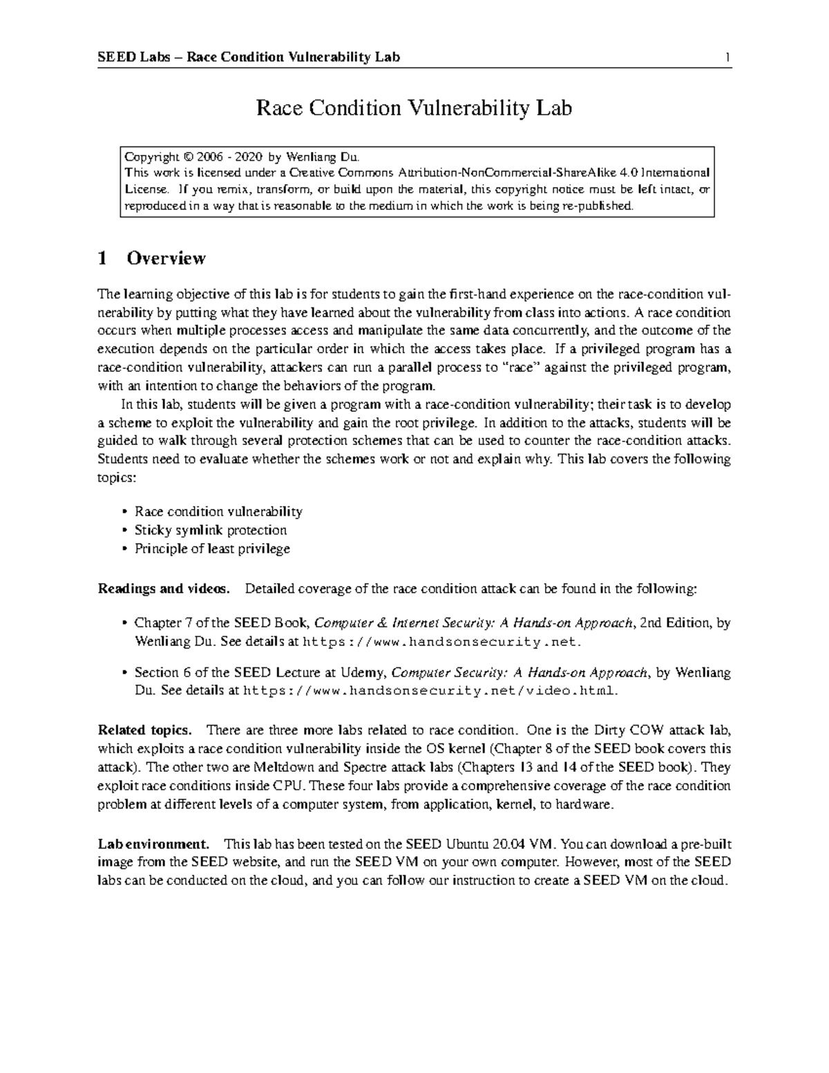 Lab6 RaceCondition Vulnerability Lab Race Condition Vulnerability