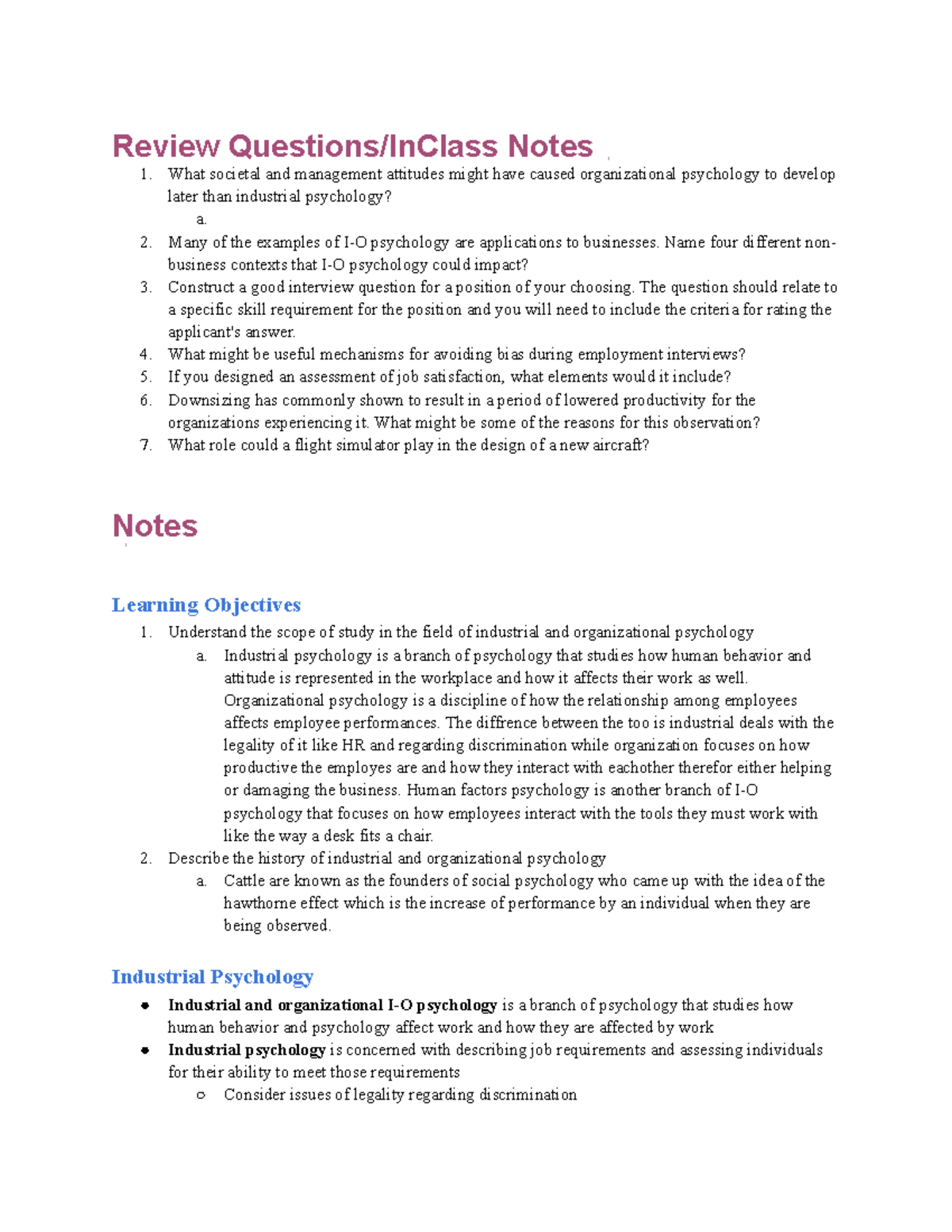 Chapter 13 - OpenStax textbook notes - Review Questions/InClass Notes ...