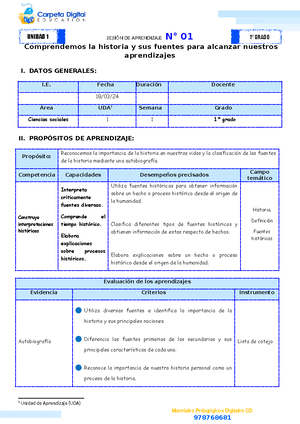Unidad de Aprendizaje-CC - UNIDAD DE APRENDIZAJE N° 01 I. DATOS ...