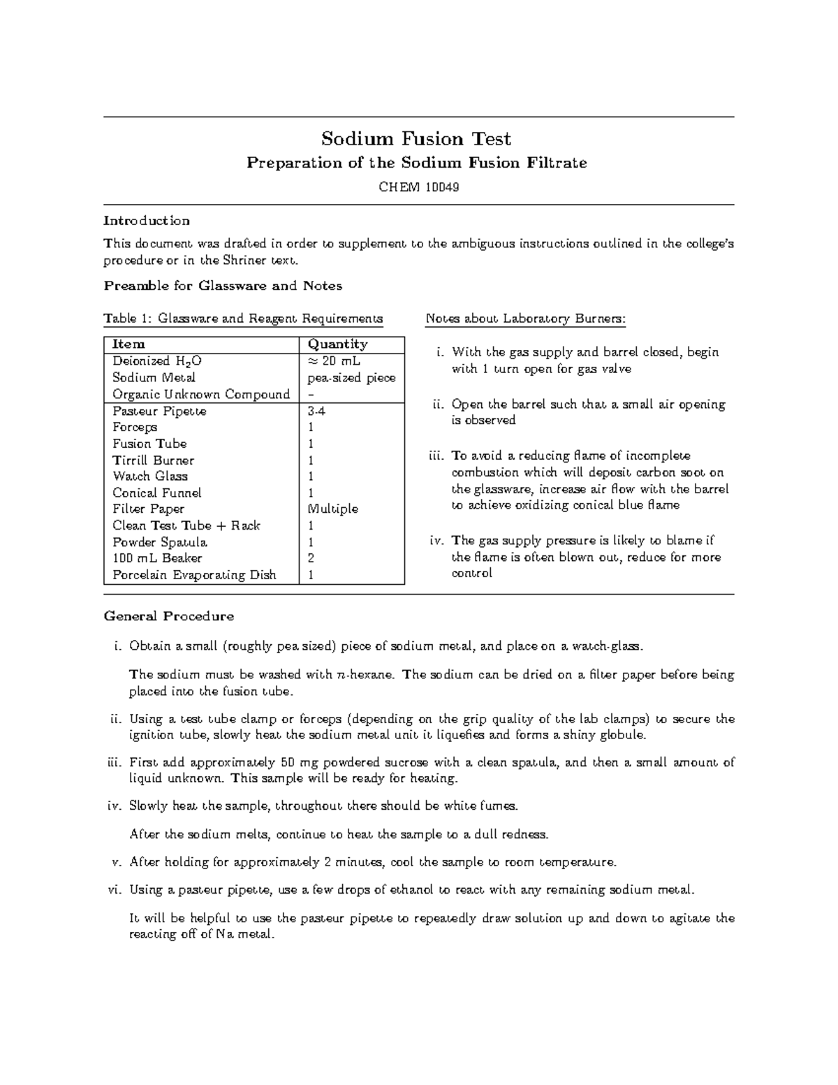 Sodium Fusion Filtrate Preparation Sodium Fusion Test Preparation of