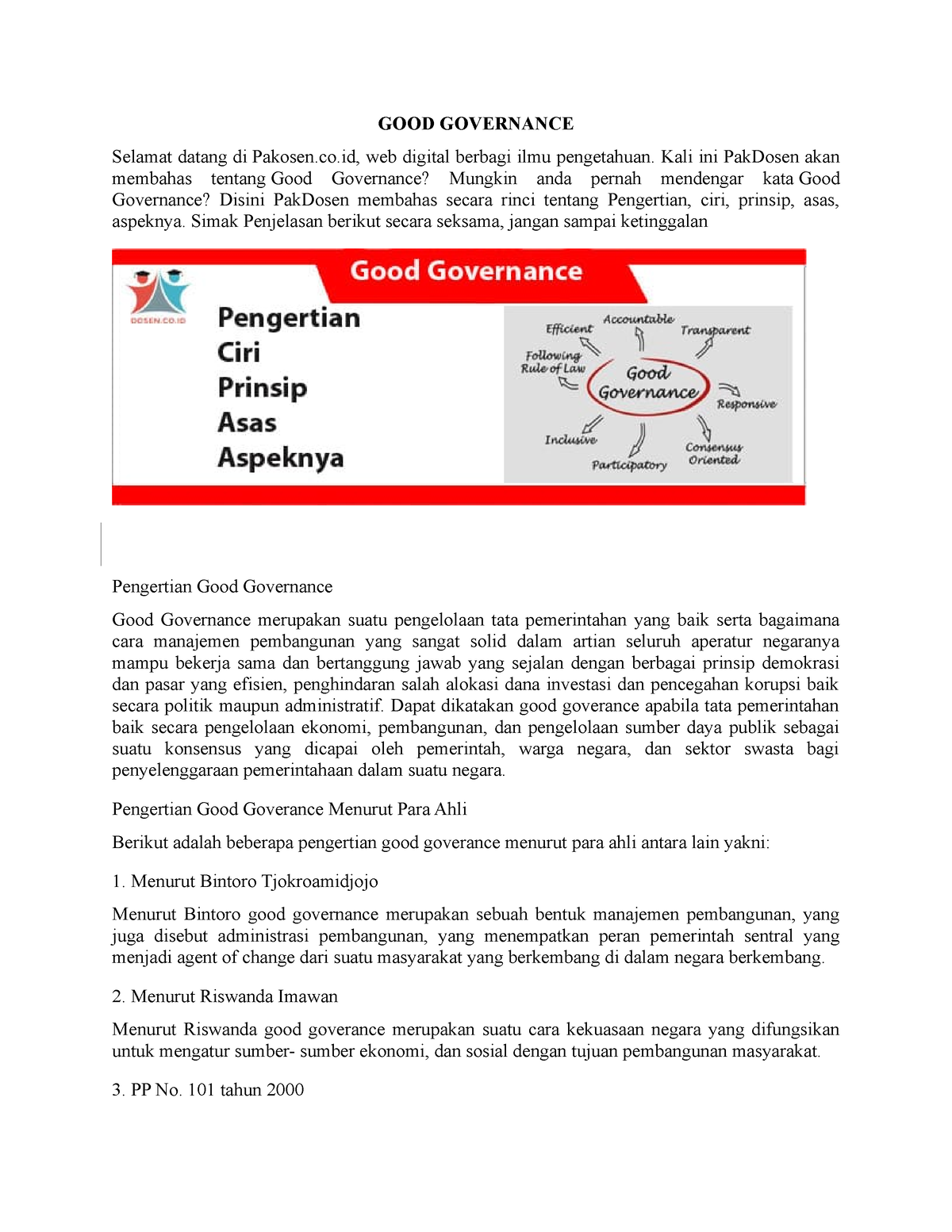 Materi Good Governance - GOOD GOVERNANCE Selamat Datang Di Pakosen, Web ...