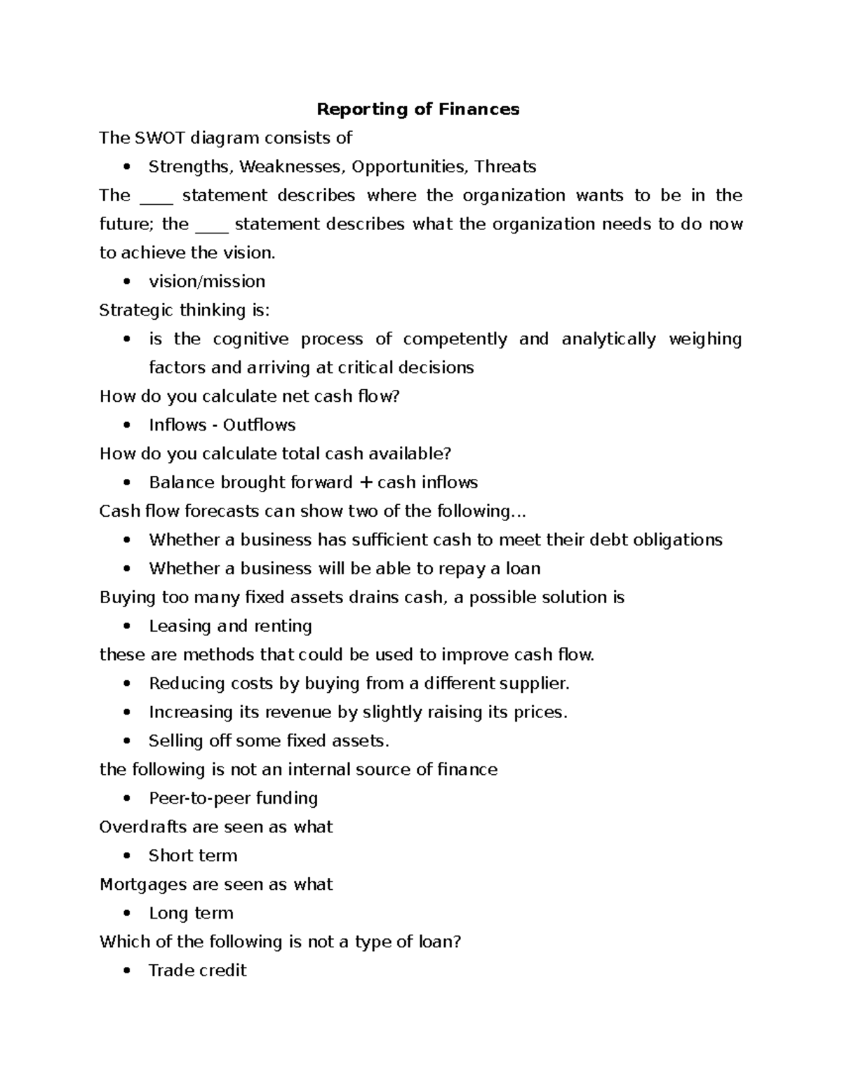 Reporting of Finances - This is a notes, summary and a reviewer in the ...