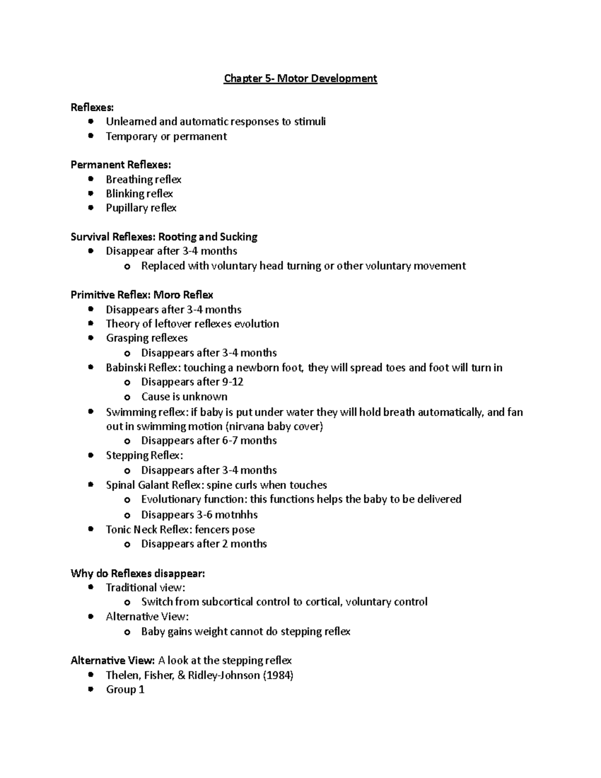 PSYCH 2040 Weel 5 Motor Development - Chapter 5- Motor Development ...