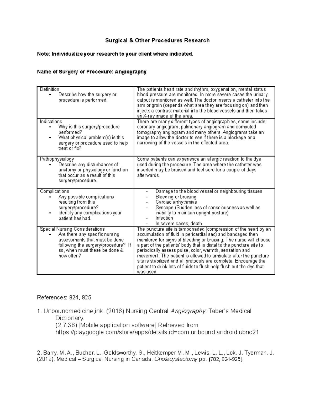 Angiography - patho for acute care - Surgical & Other Procedures ...