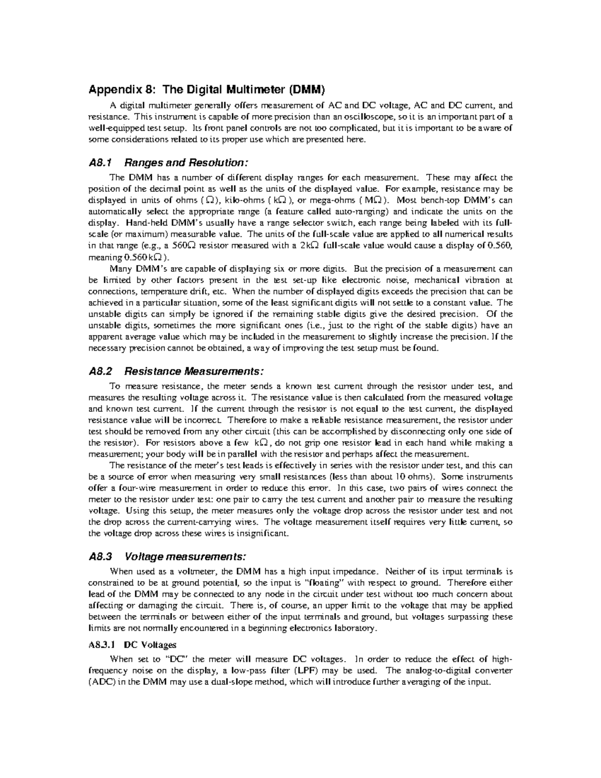 DMM - How to do building. - Appendix 8: The Digital Multimeter (DMM) A ...