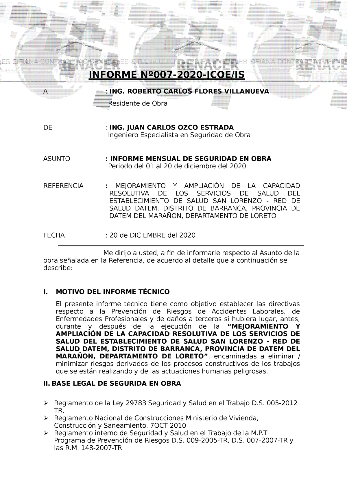 24a. Informe De Seguridad En Obra N° 07 Diciembre 2020 - INFORME Nº007 ...