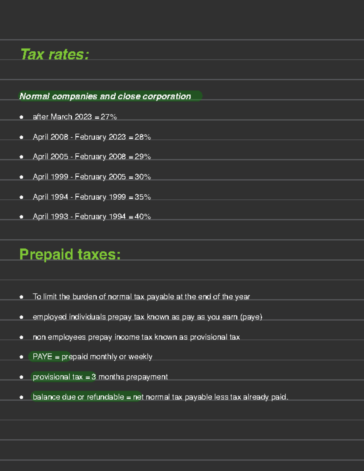 Tax rate - Practice materials - Tax rates: Normal companies and close ...