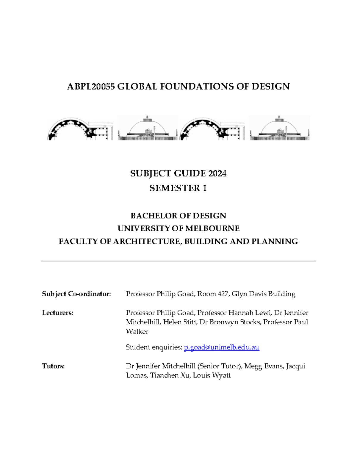 GFOD Subject Guide - ABPL 20055 GLOBAL FOUNDATIONS OF DESIGN SUBJECT ...