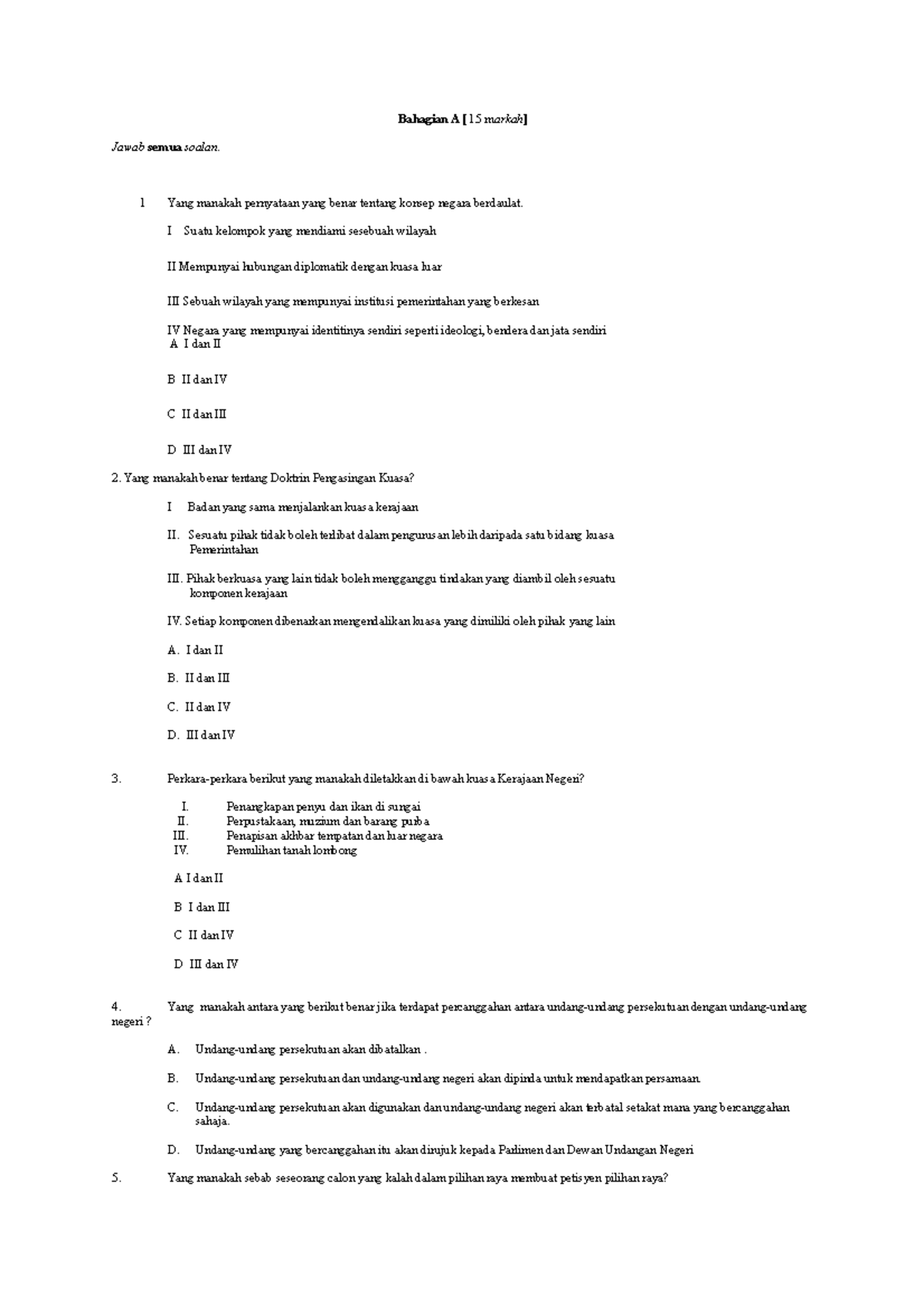 Latihan 2 BHGN A DAN B S1 PKPB 2020 Exercise - Bahagian A [ 15 M Arkah ...