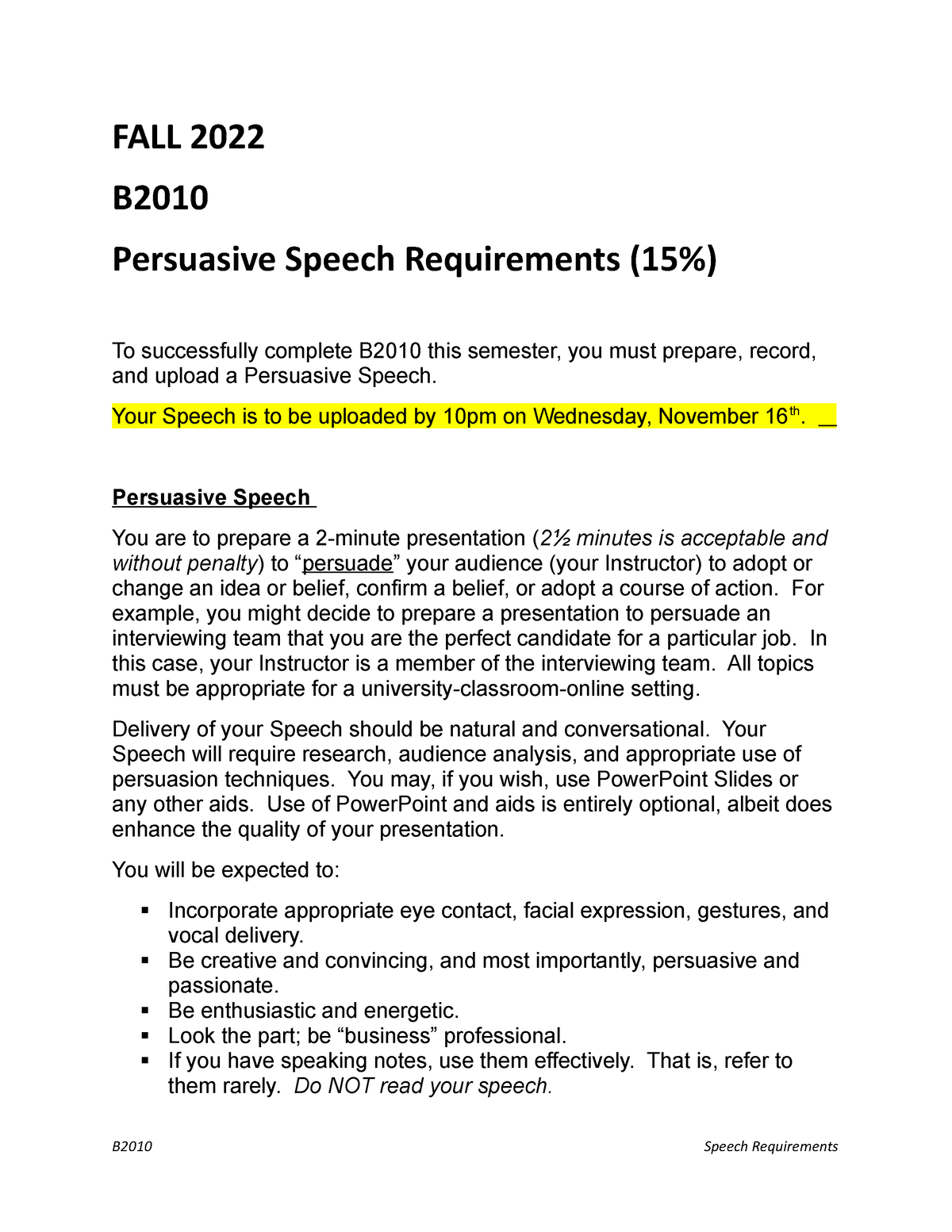 persuasive speech requirements