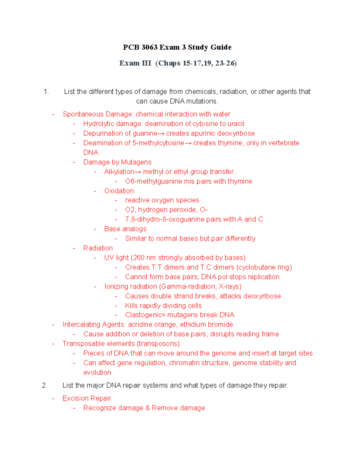 Pcb3063 Exam 3 Study Guide Pcb 3063 Exam Study Guide Exam Iii Chaps 15 17 19 23 Studocu