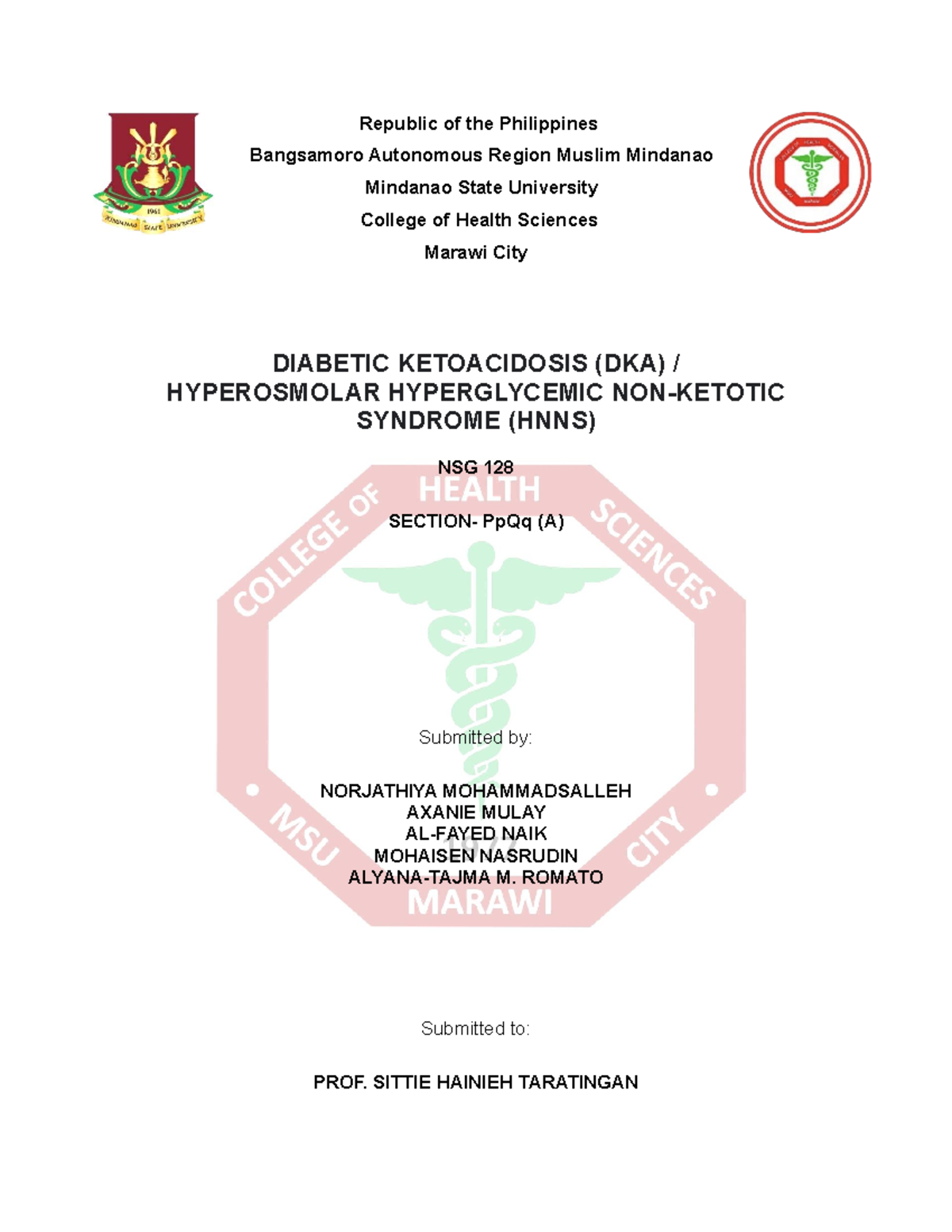 DKA-HHS Written Report - Republic of the Philippines Bangsamoro ...