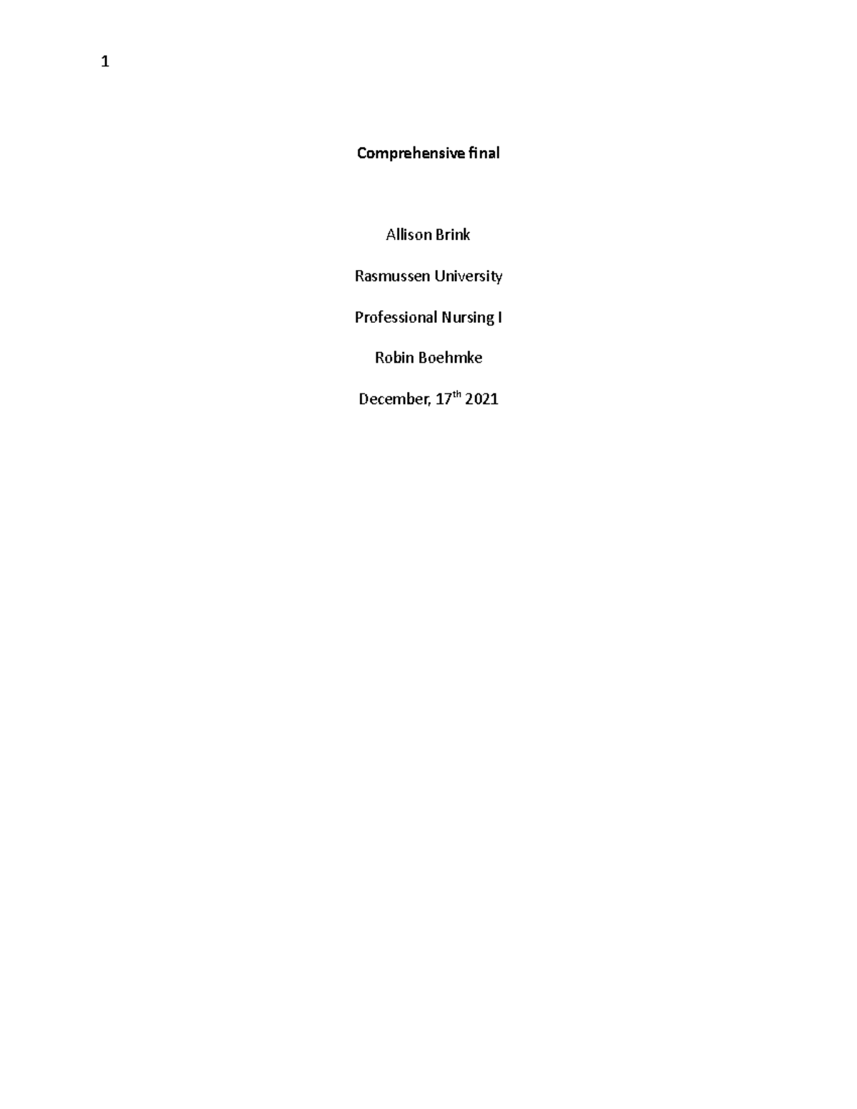 mod 11 written assignment - 1 Comprehensive final Allison Brink ...