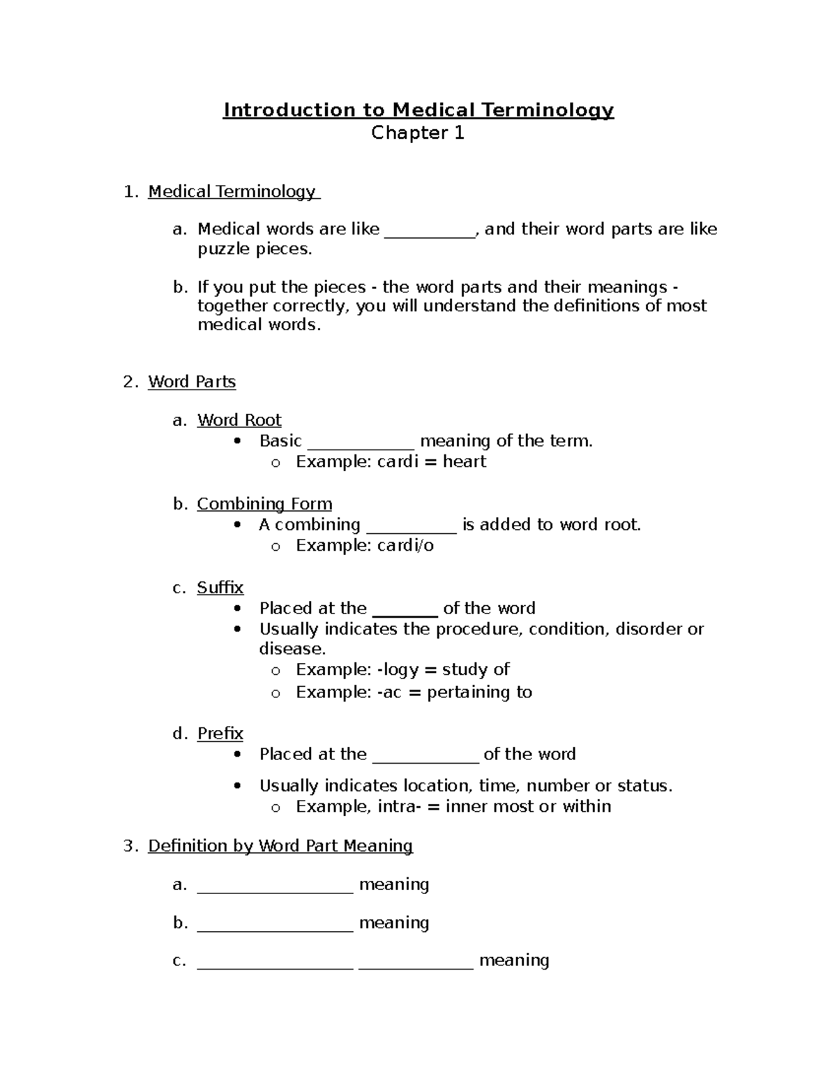 Chapter 1 And 2 - Consolidated Spring 2023 - Introduction To Medical ...