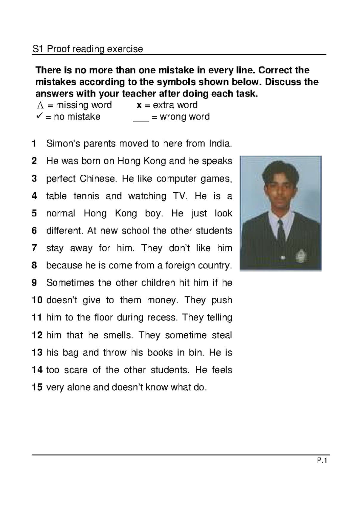 S1 Proofreading Exercises And Answers There Is No More Than One