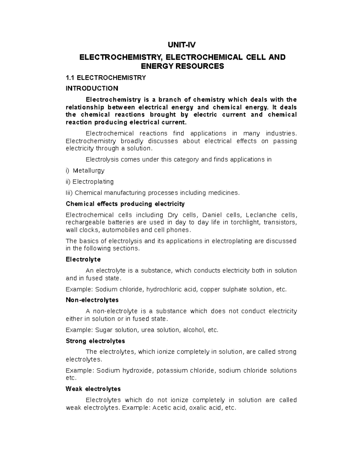 Engineering Chemistry- Electrochemistry, Electrochemical CELL AND ...