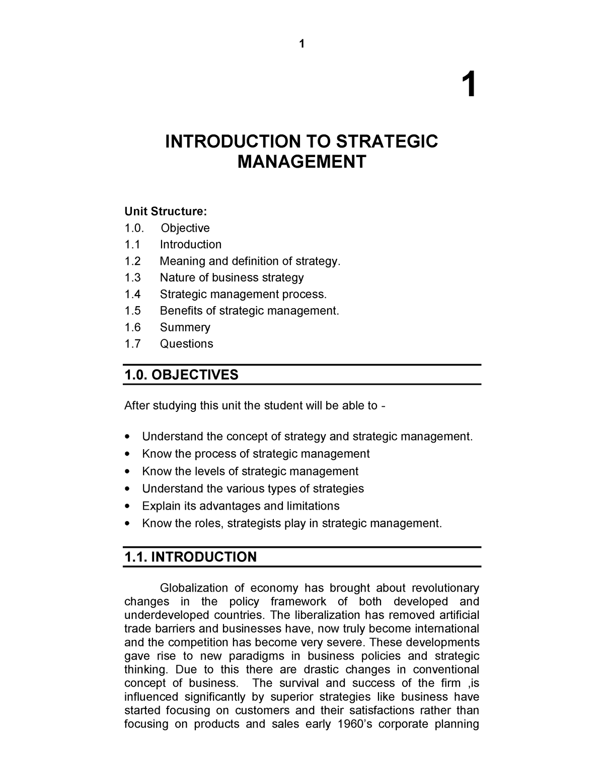 strategic management assignment introduction