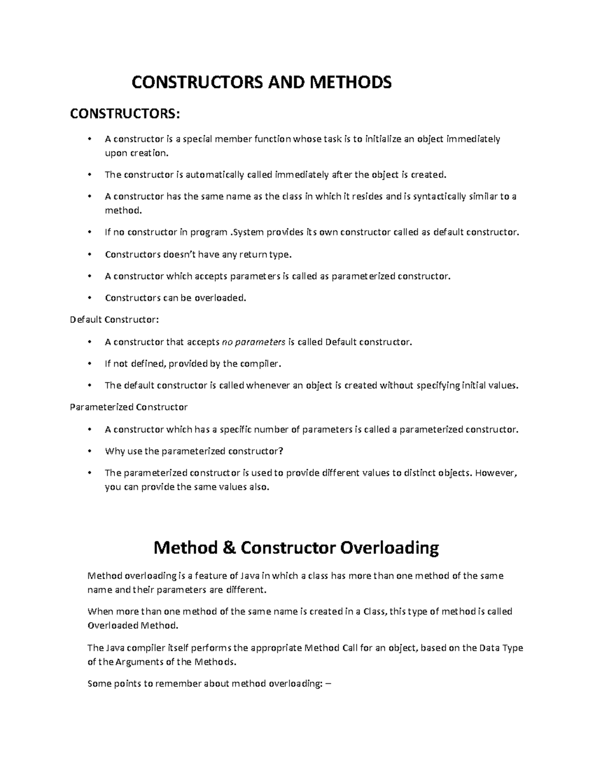 Constructors AND Methods IN JAVA - CONSTRUCTORS AND METHODS ...