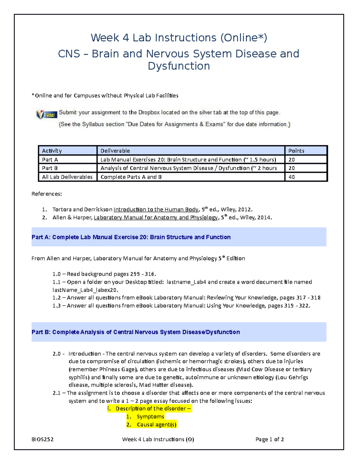 BIOS252 W4 Lab Instructions O Week 4 Lab Instructions CNS