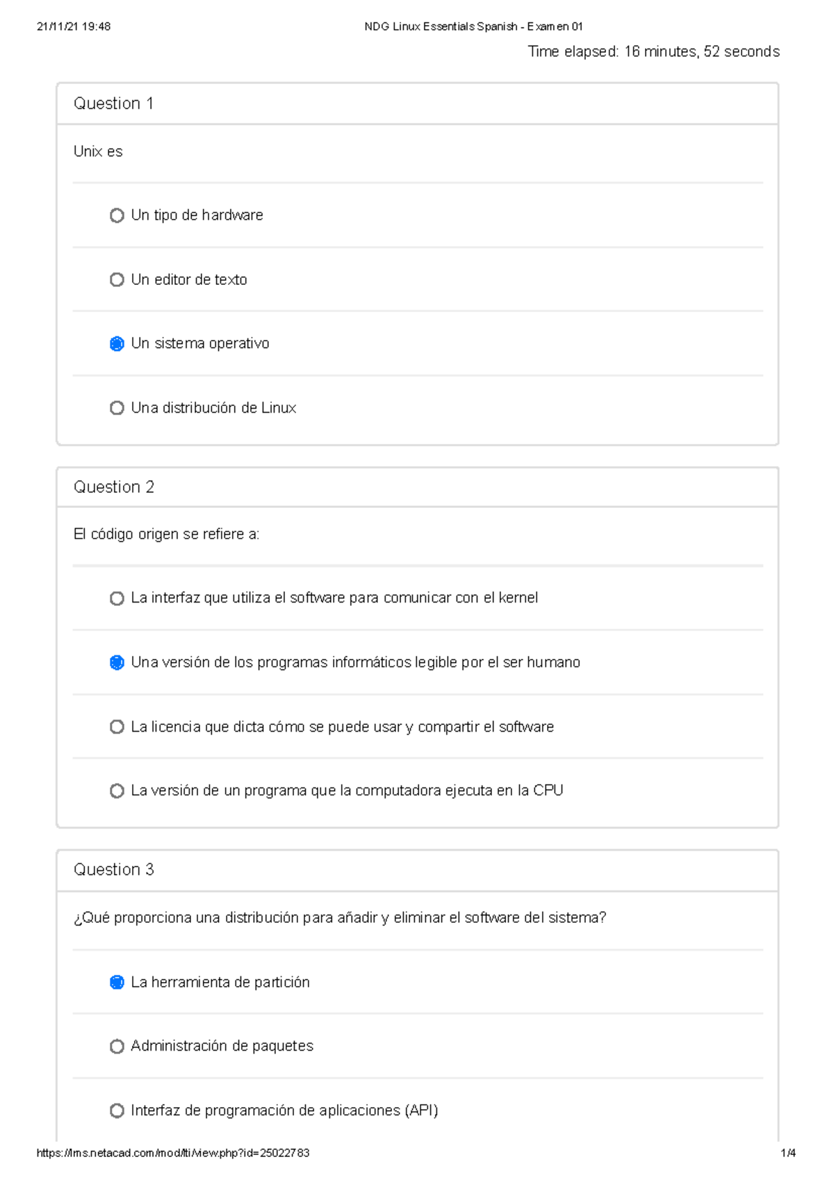 Linux Essentials 2021 2 Examen 01 - Question 1 Unix es Question 2 El ...