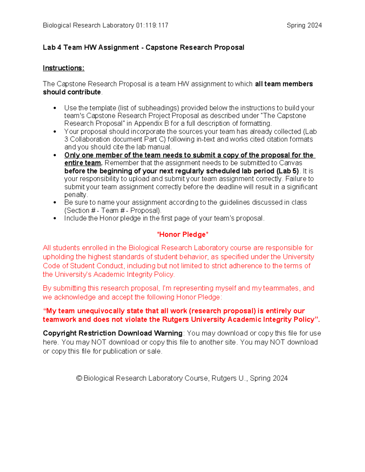 Lab 4 Team HW Assignment Capstone Research Proposal Spring 2024
