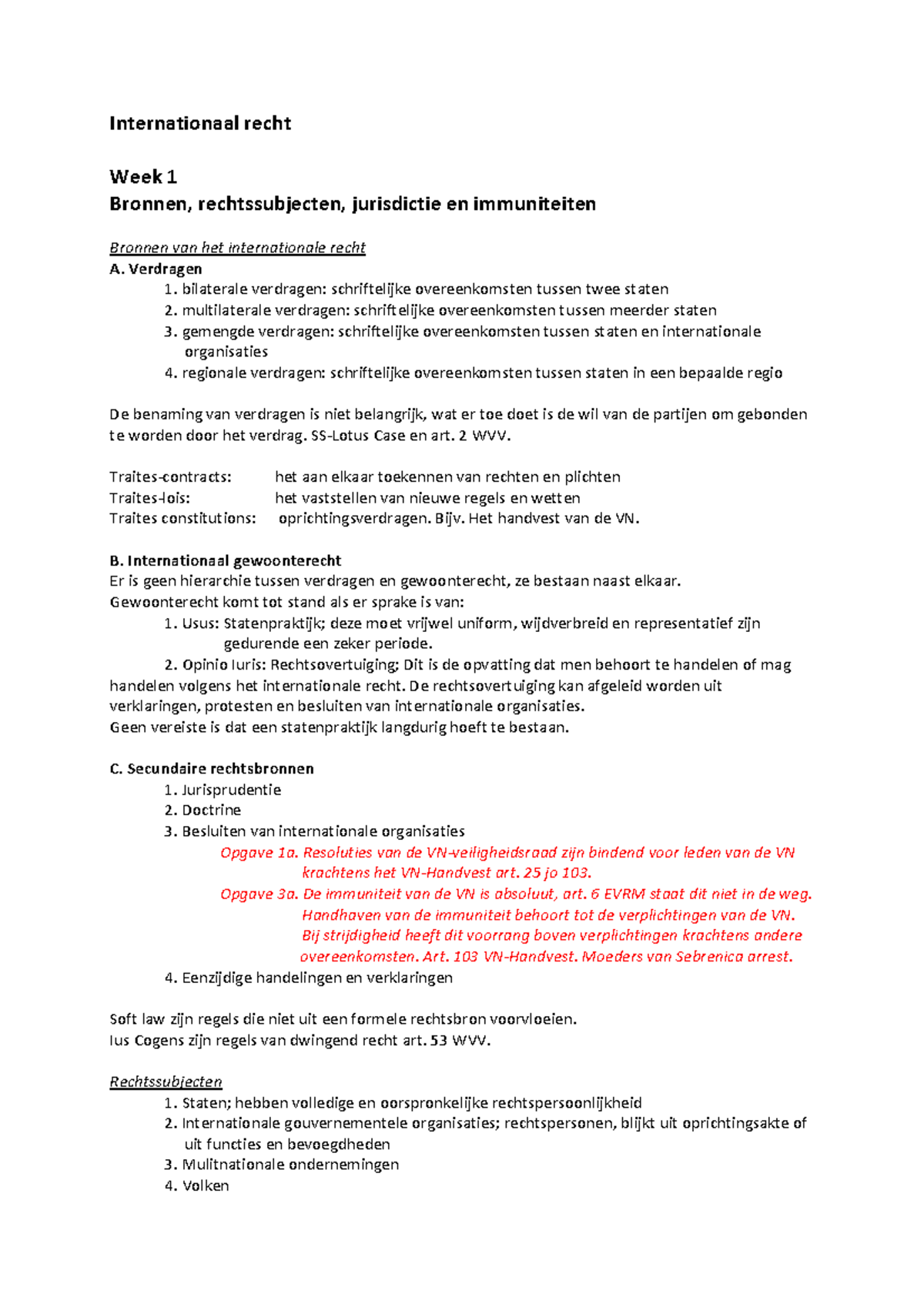 Samenvatting Internationaal Recht - Internationaal Recht Week 1 Bronnen ...