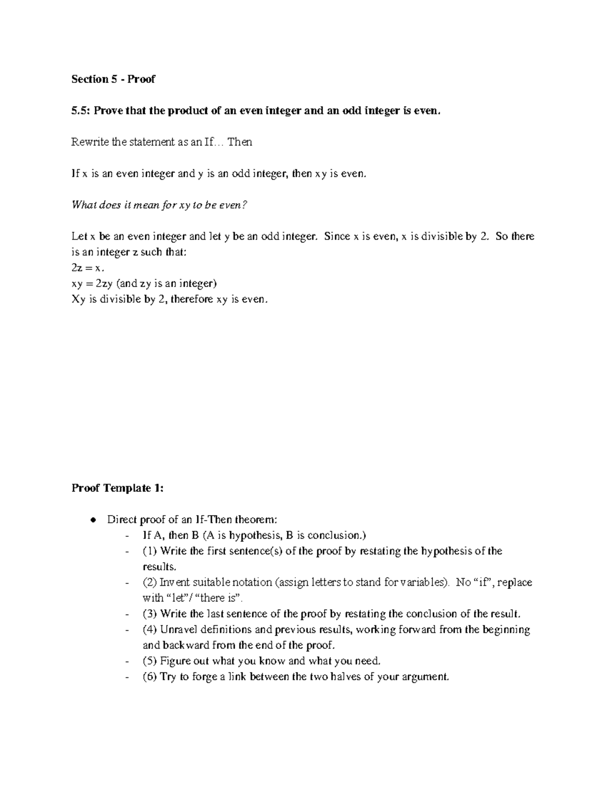 Discrete Structures Section 5 Section 5 Proof 5 Prove that the