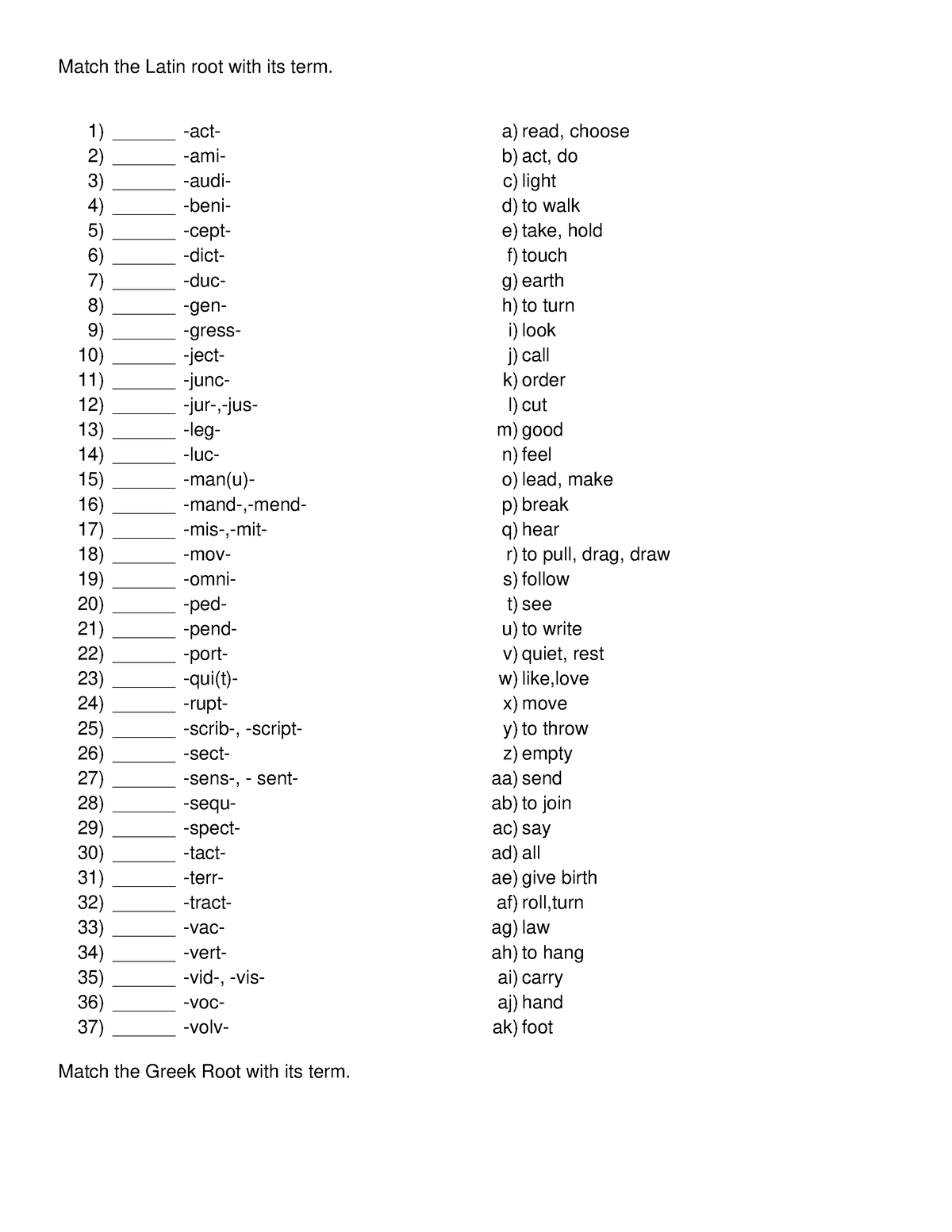 Words Using The Latin Root Bio