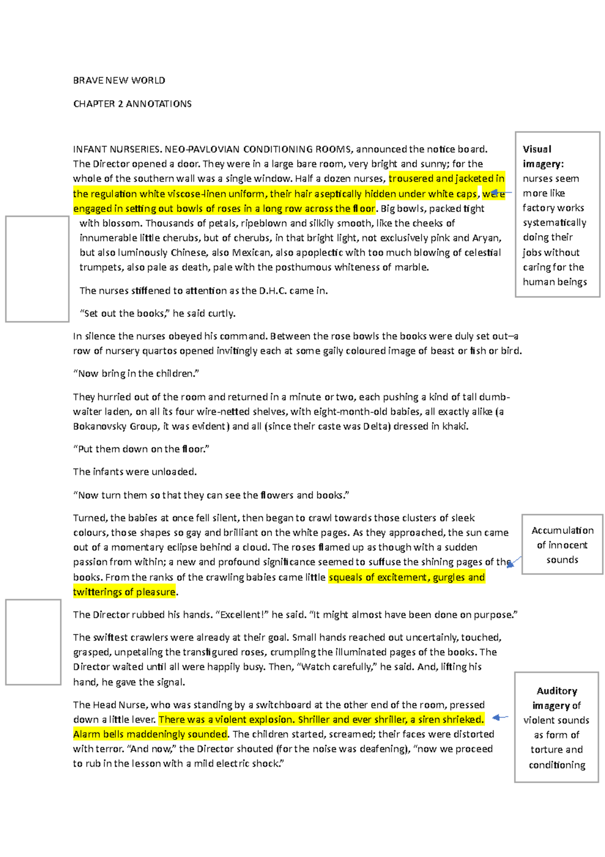 Chapter 2 Annotations Bnw And Gattaca - Brave New World Chapter 2 