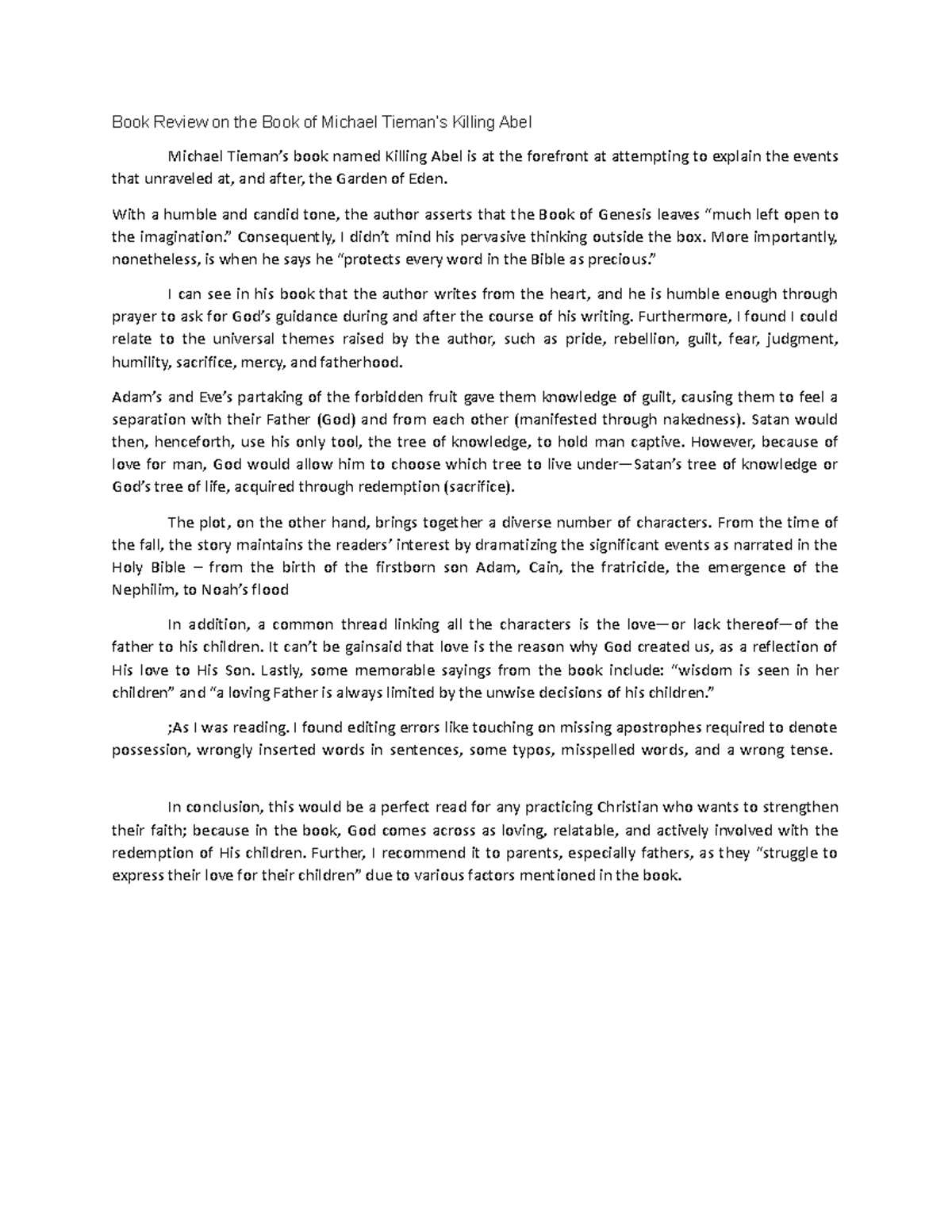 Book Review on the Book of Michael Tieman - With a humble and candid ...