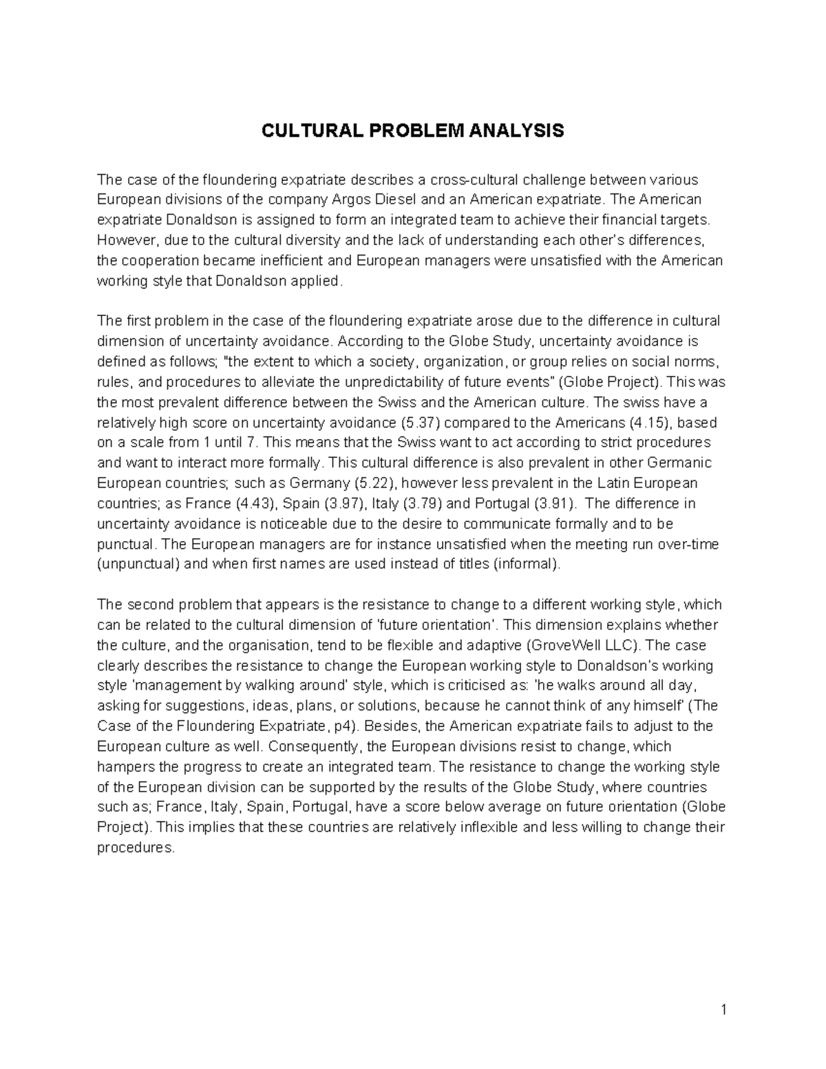 CCM Report Case II The case of the Floundering Expatriate CULTURAL