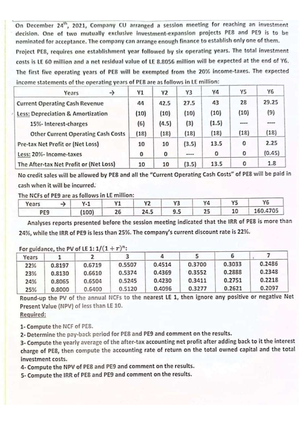 Case 5 NPV IRR Case - Case 5 NPV IRR Case - Case (5): NPV & IRR Of ...