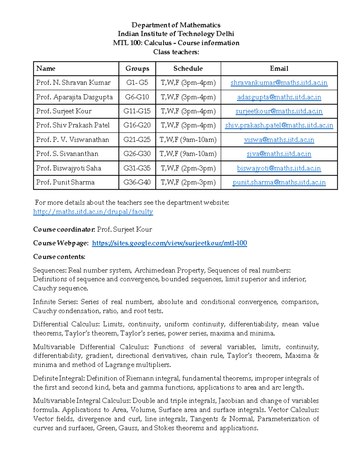 MTL100 Course plan - Abcdefg - Department of Mathematics Indian ...