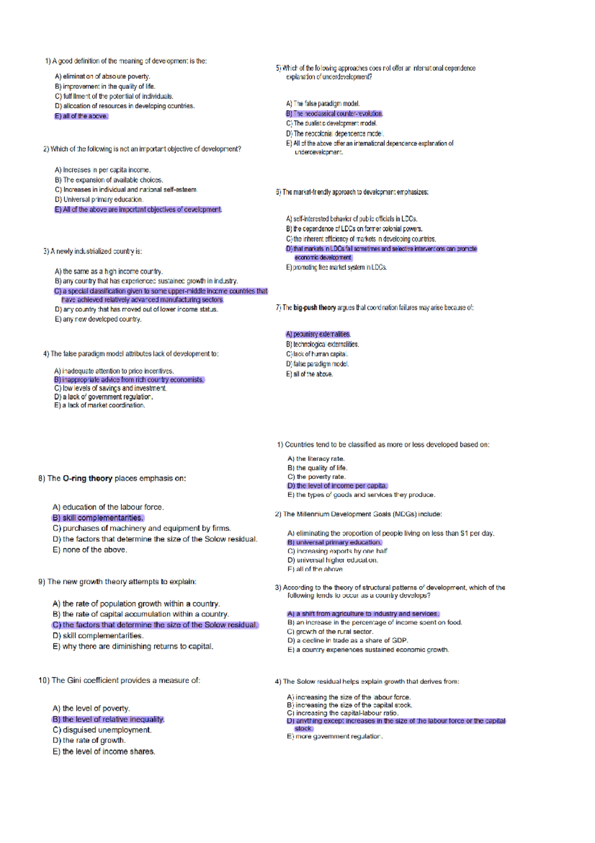 Mcq T1 - Test 1 Multiple Choice Questions. Taken From Previous Years ...