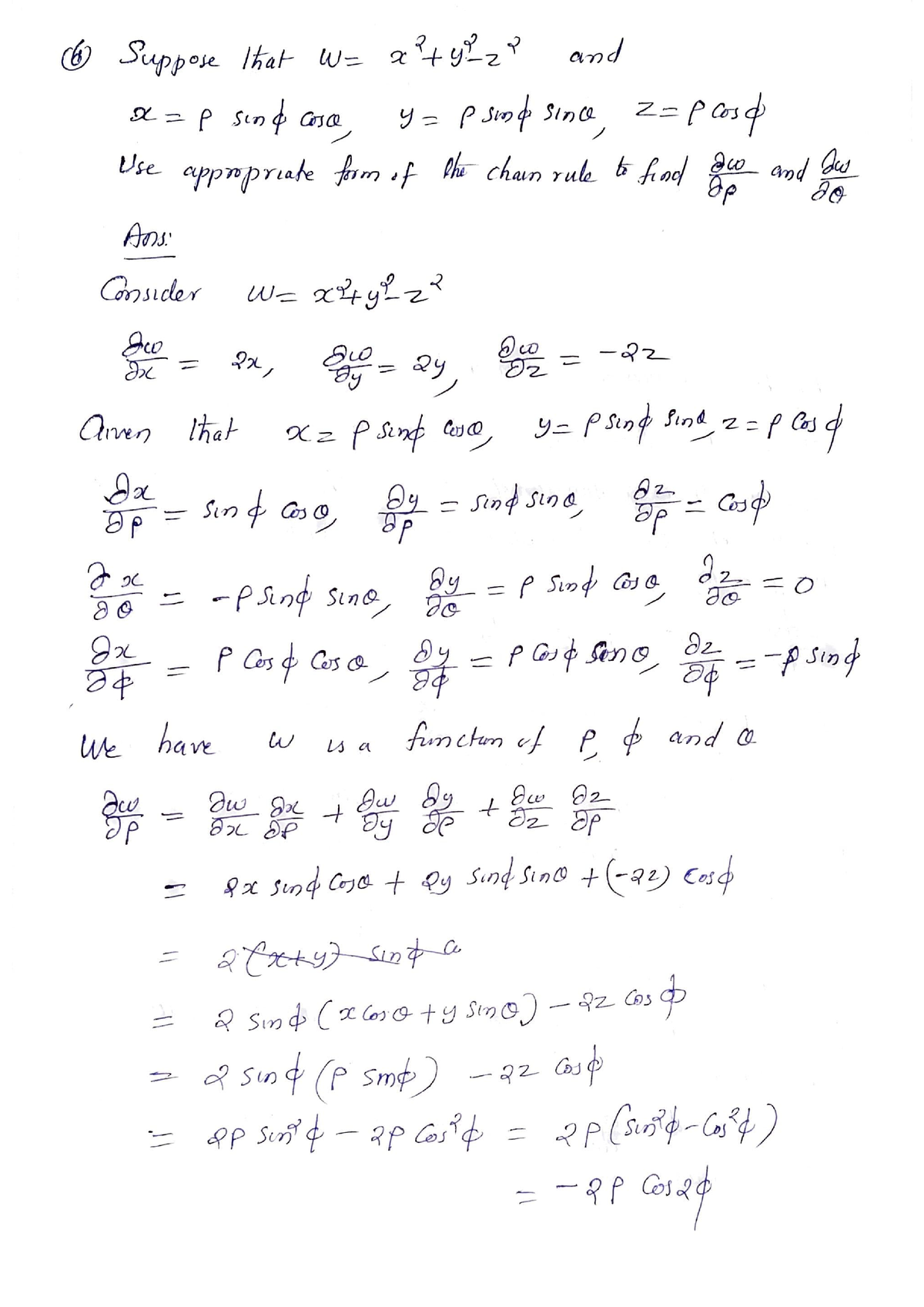 Chain Rule Note 2 - Yhf - Suppese lhat w= a+y2? nd P Stn ia y= P Sot ...