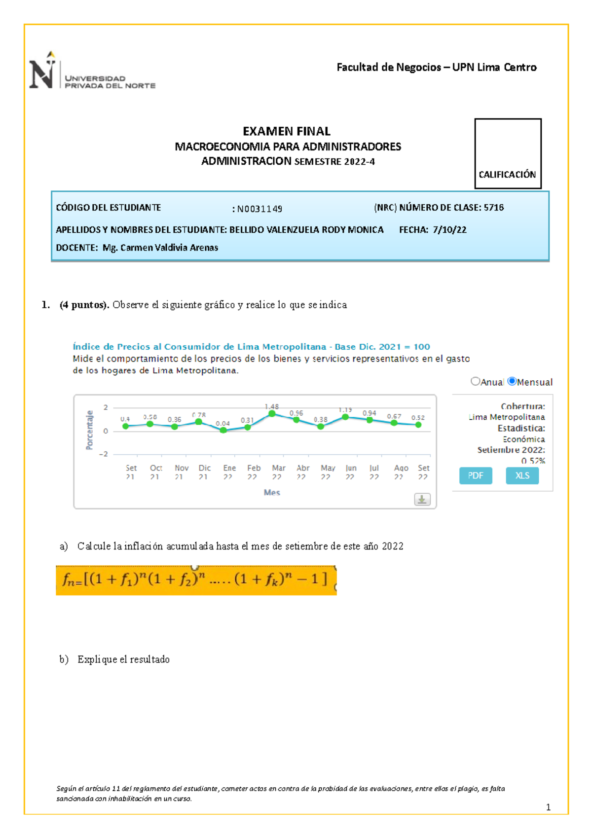 Examen Final Macroeconomia 2022 WA - RODY Bellido - Facultad De ...