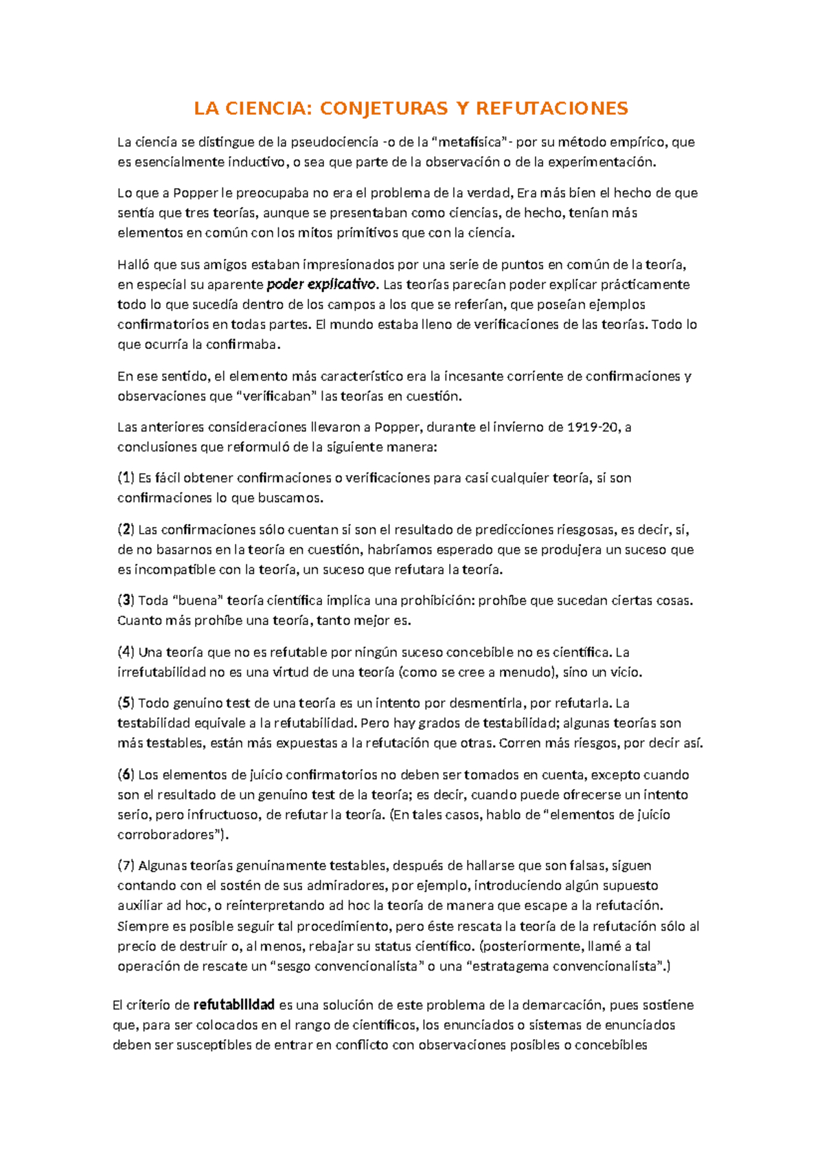 Conjeturas Popper Cuarta Lectura - LA CIENCIA: CONJETURAS Y ...