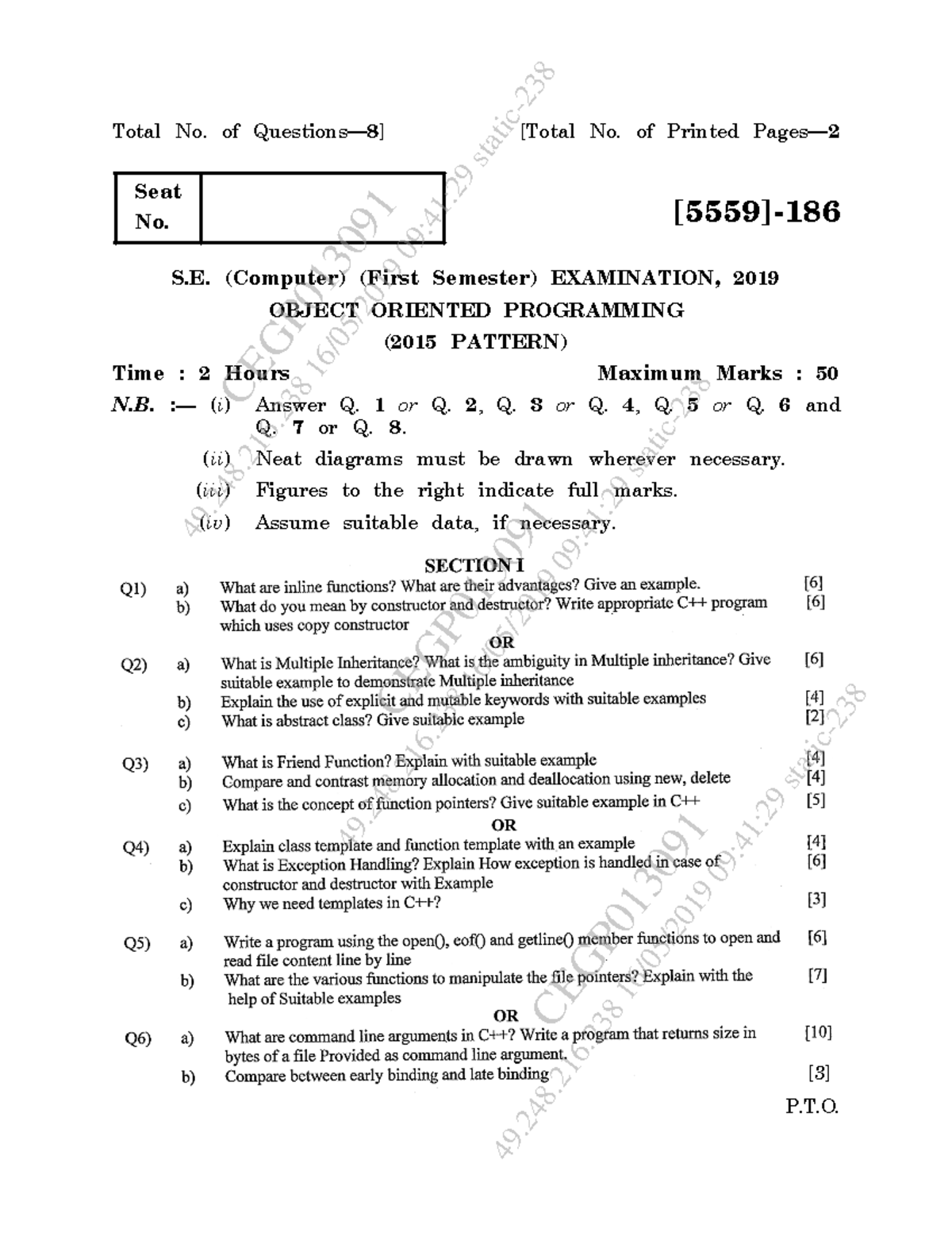 OOP May Jun 2019 - OOP Nov_Dec_2019 - Total No. of Questions— 8 ...