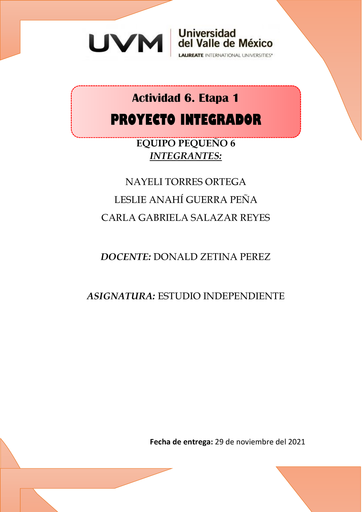 Proyecto Integrador Etapa 1 - Fecha De Entrega: 29 De Noviembre Del ...