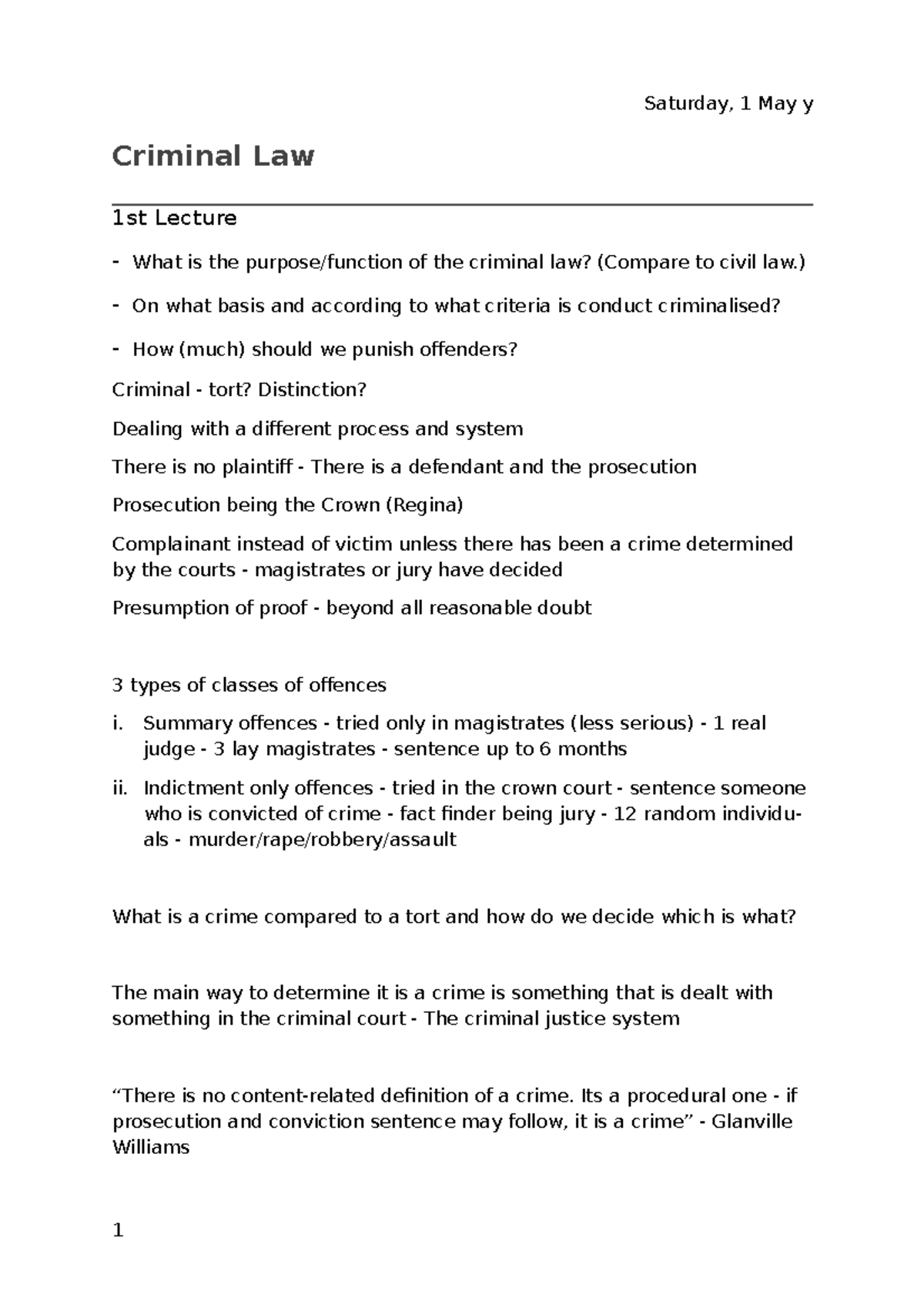 Criminal Law 1 - ) On what basis and according to what criteria is ...