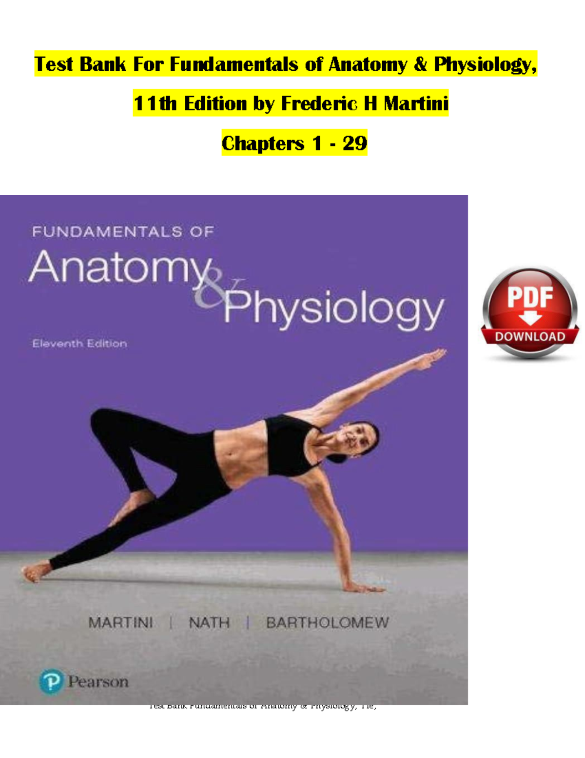 Test bank for fundamentals of anatomy physiology 8th edition by ...