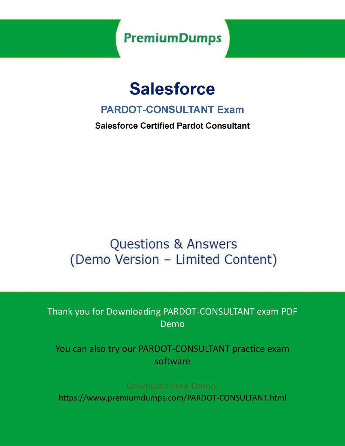 Pardot-Consultant-demo - Questions Answers PDF Page 1 Salesforce Exam  Salesforce Certified Pardot - Sns-Brigh10