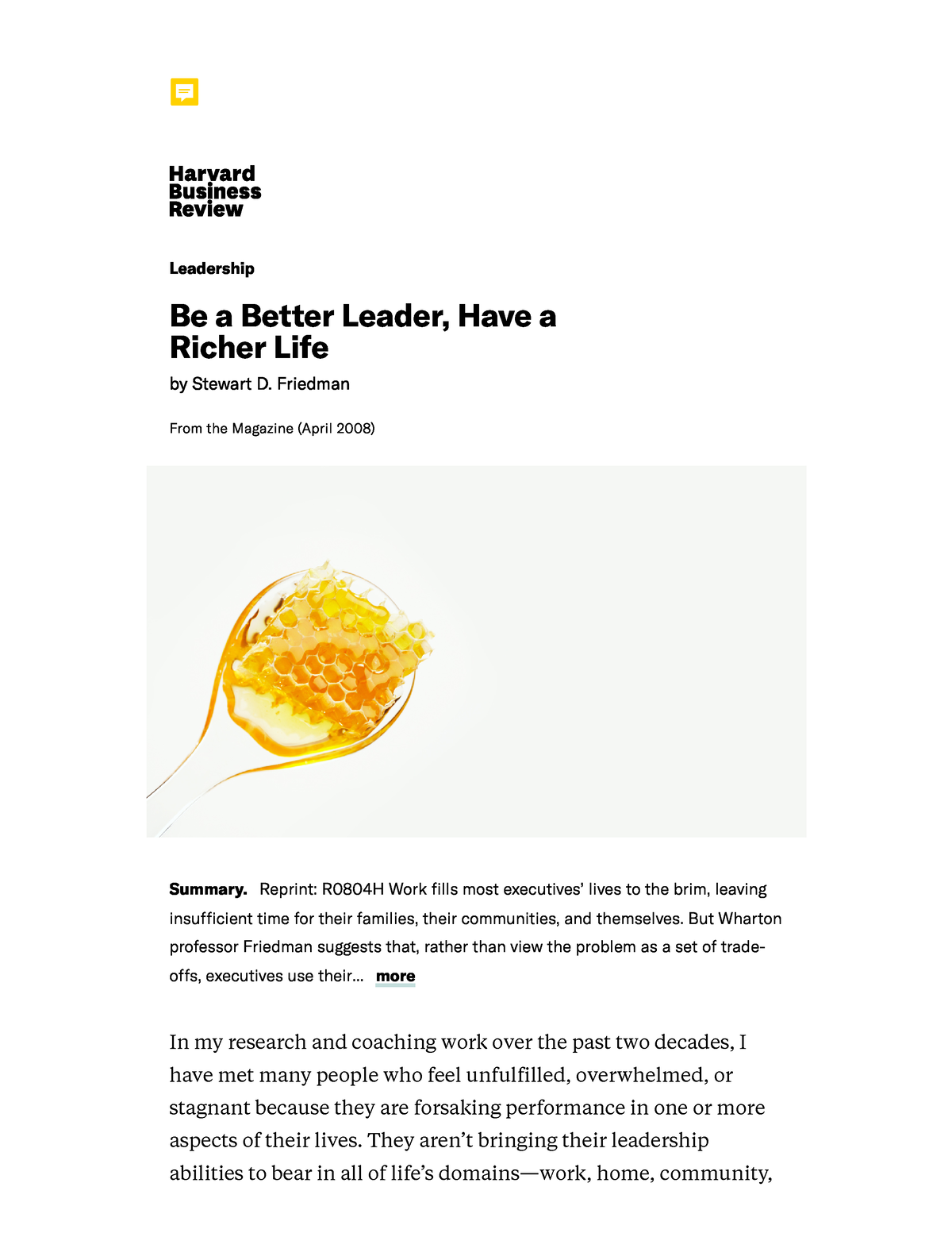 HBR Be A Better Leader, Have A Richer Life - Leadership Be A Better ...