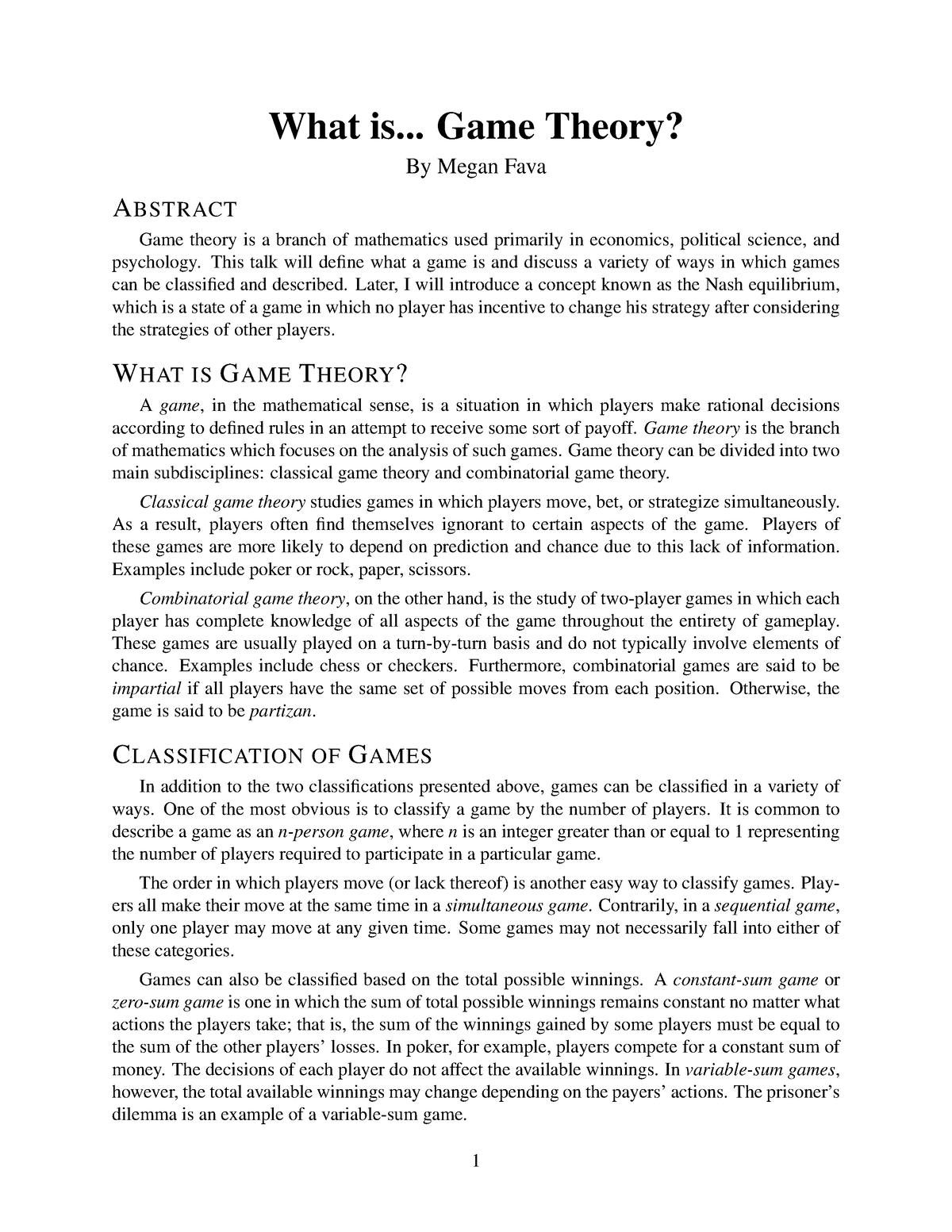 game theory master thesis