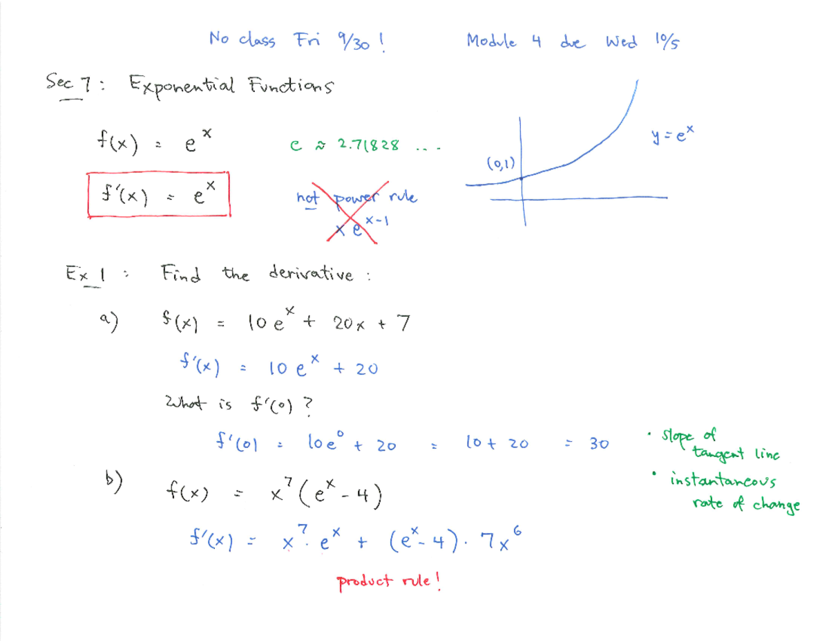 Section 7 Notes - Exponential Functions - MAT 143 - Studocu