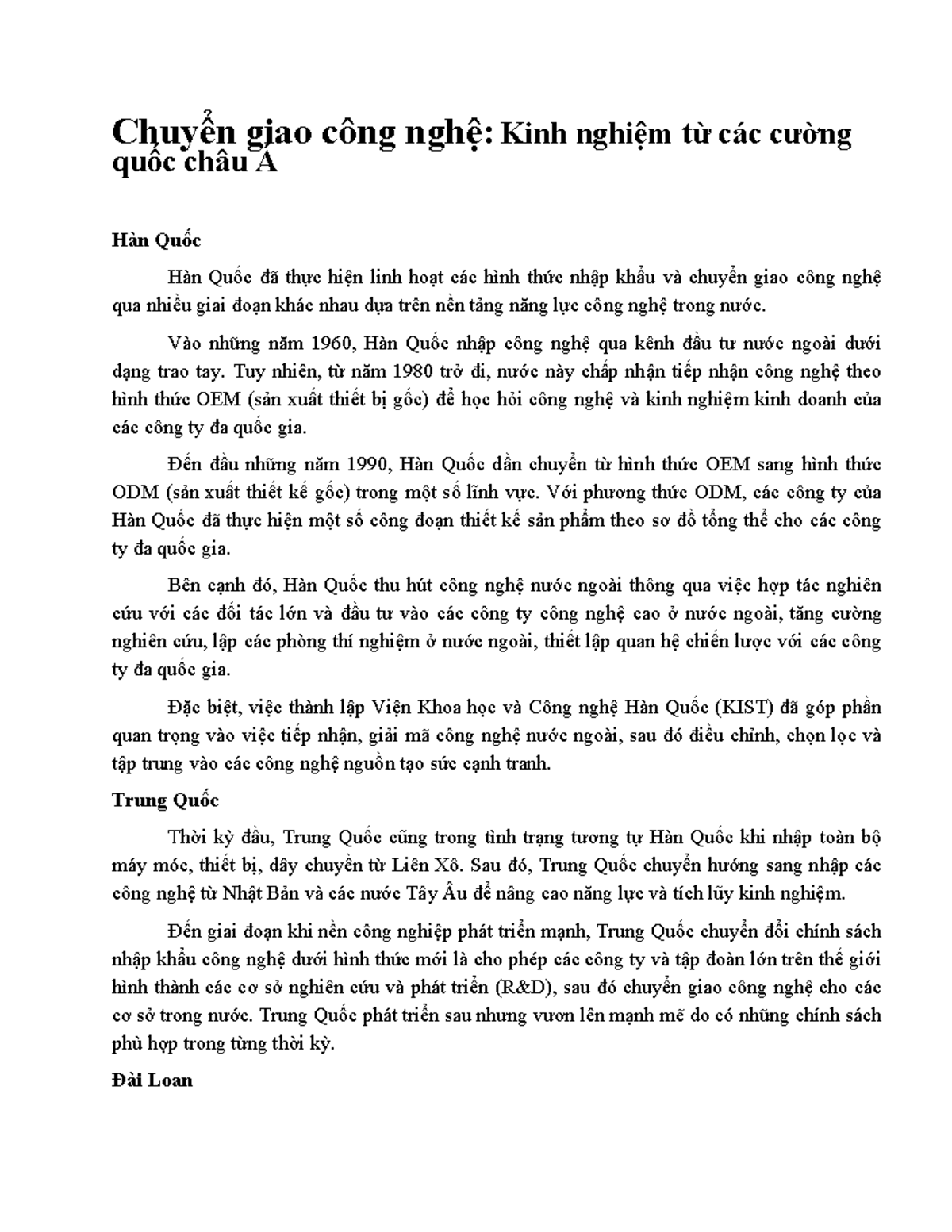 CASE Study C6 (chuyen giao CN) Chuyển giao công nghệ Kinh nghiệm từ