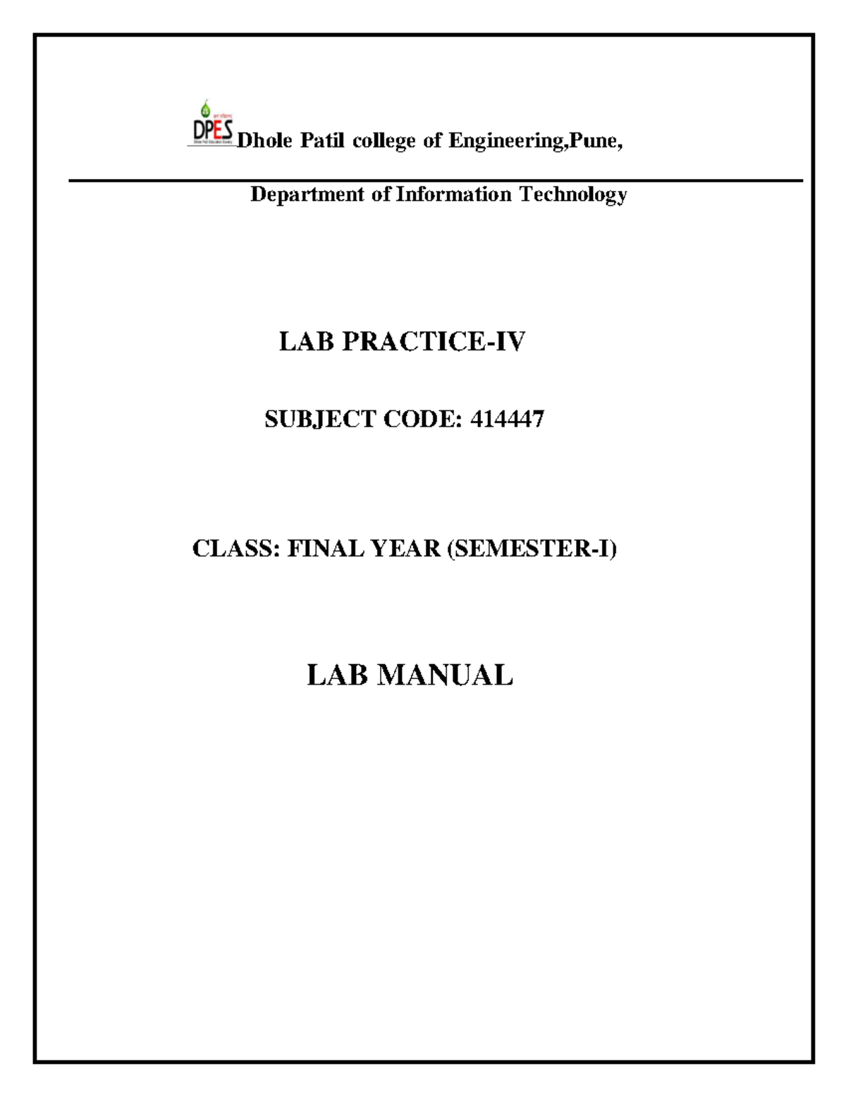 LPIV Lab Manual Dhole Patil college of Engineering,Pune, Department