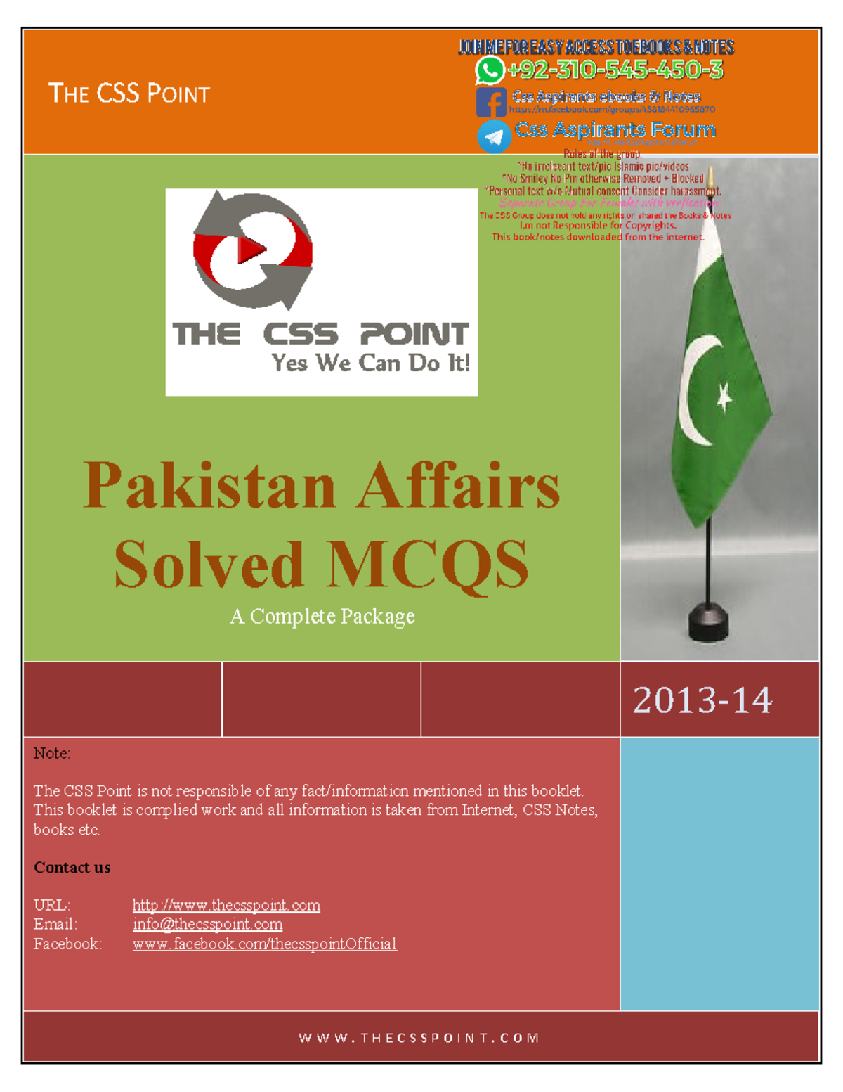 Pakistan Affairs CSS Solved MCQS (The CSS Point) (Z-Library ...