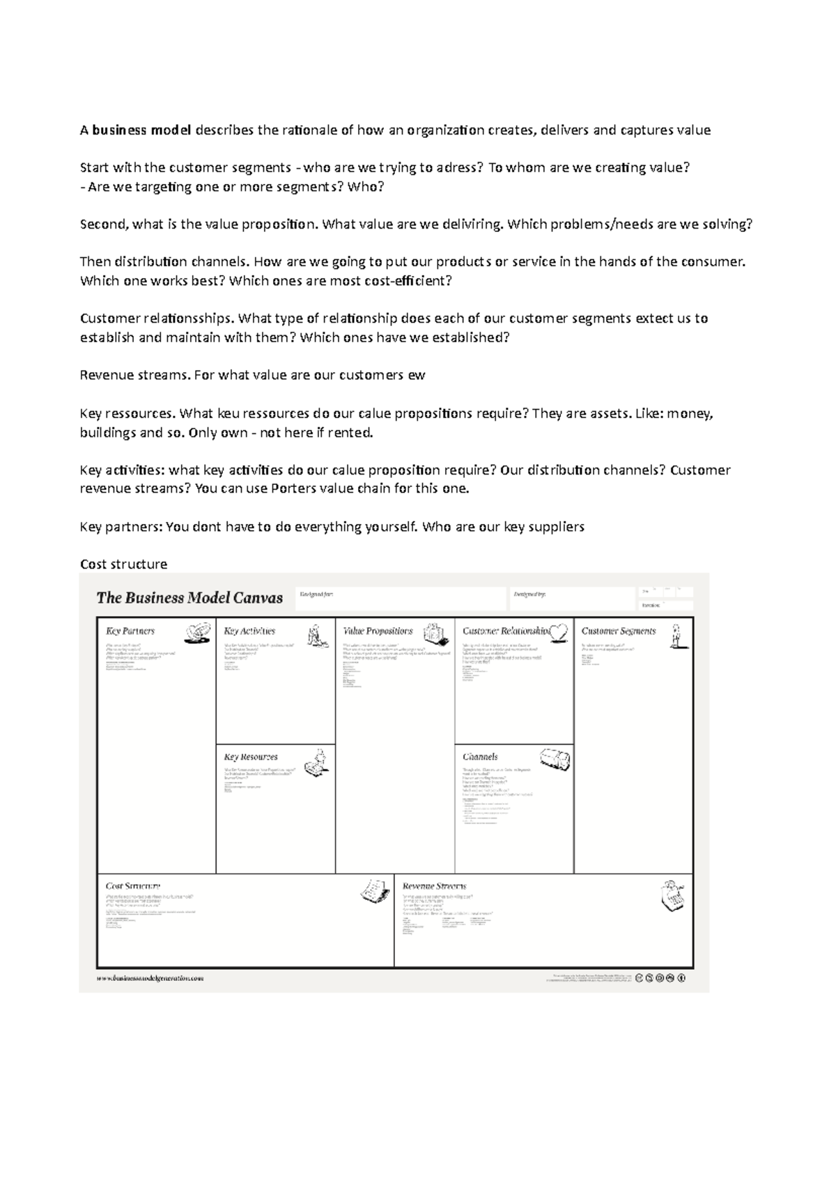 The business model - A business model describes the rationale of how an ...