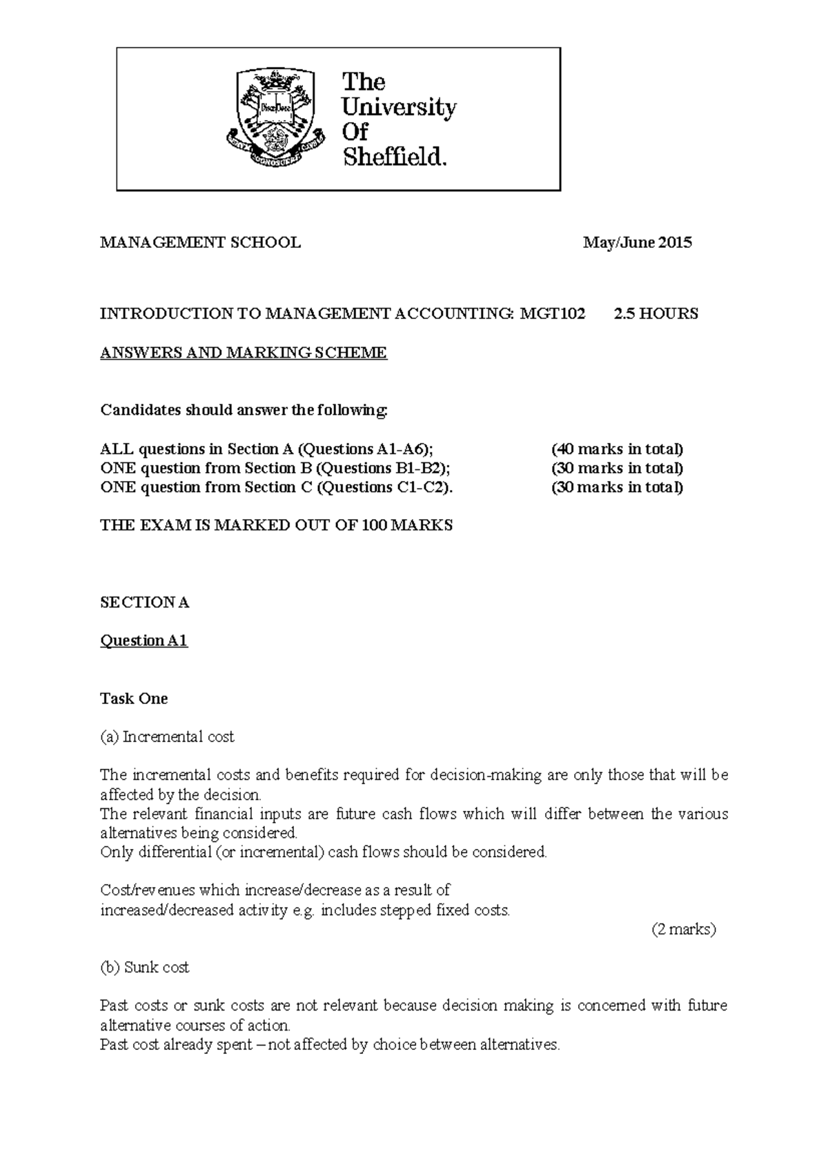 Exam MGT102 Answers 2015-2016 - MANAGEMENT SCHOOL May/June 2015 ...